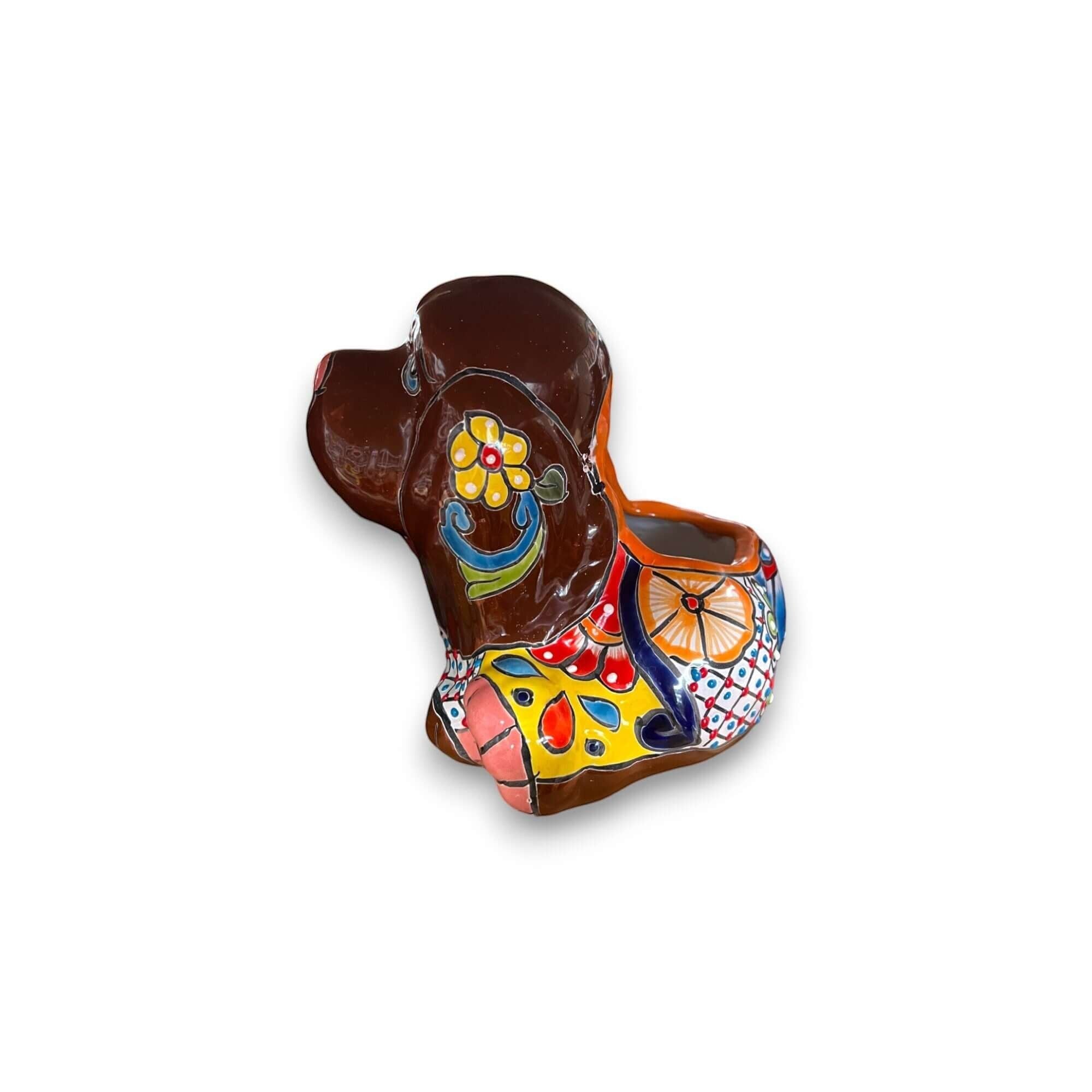 Vibrant Handmade Talavera Dog Statue | Colorful Mexican Canine Art