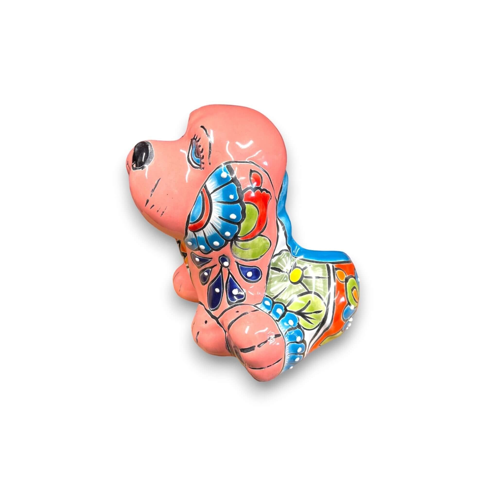 Vibrant Handmade Talavera Dog Statue | Colorful Mexican Canine Art