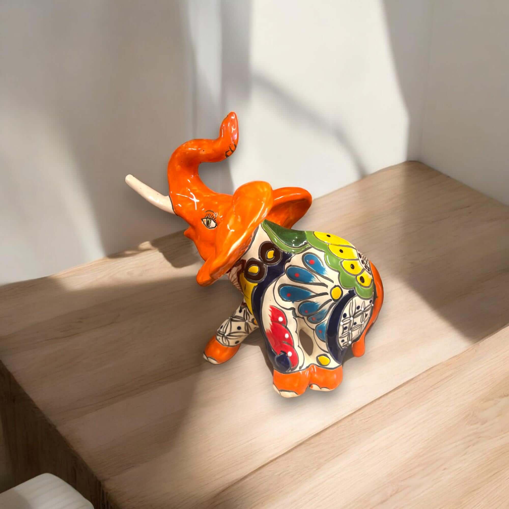 Talavera Elephant Statue | Handmade Mexican Ceramic Decor
