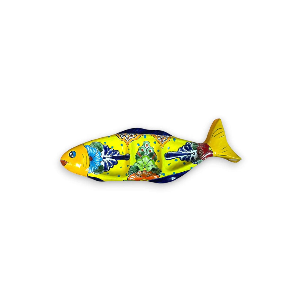 Large Handmade Talavera Fish Sectional | Colorful Serving Tray