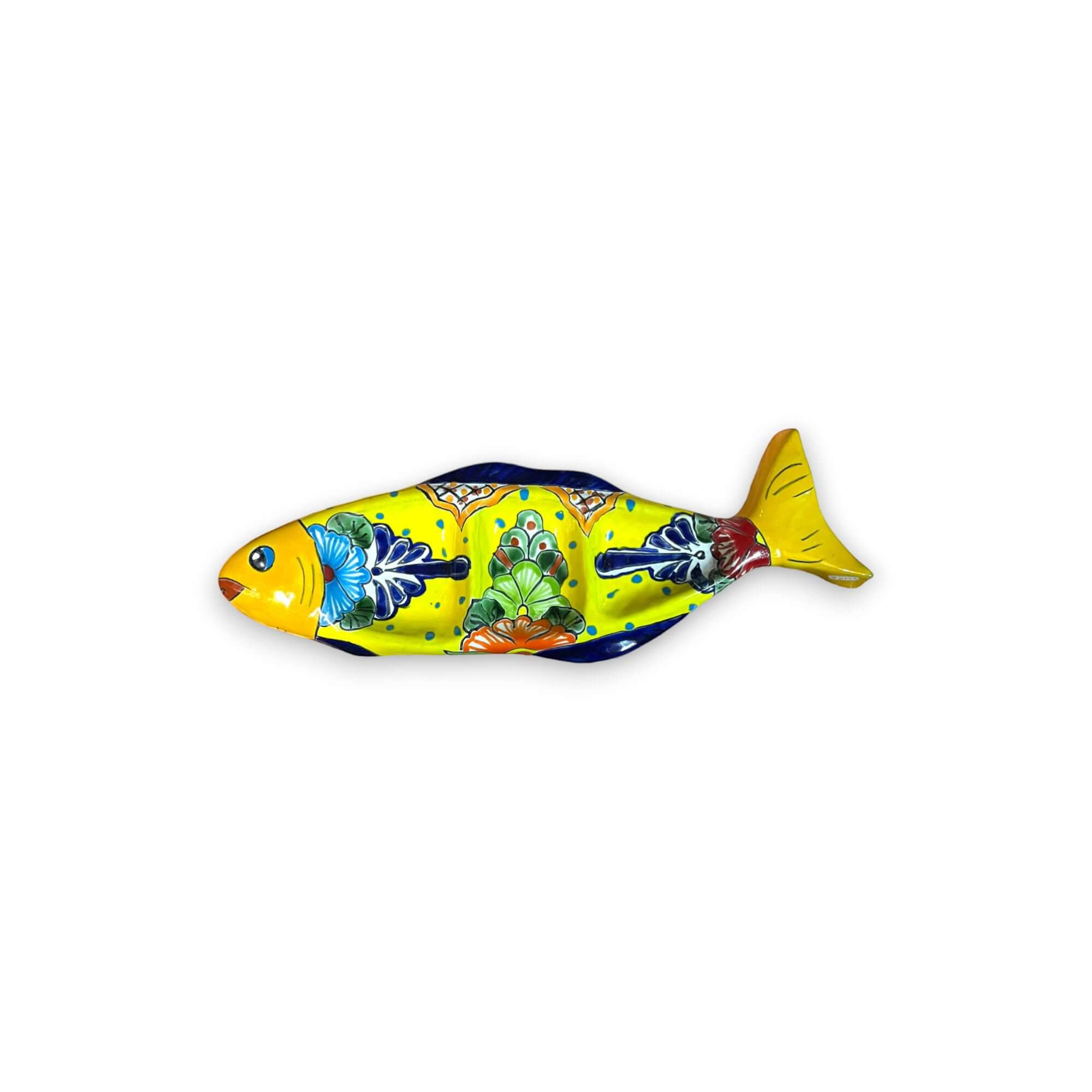 Large Handmade Talavera Fish Sectional | Colorful Serving Tray