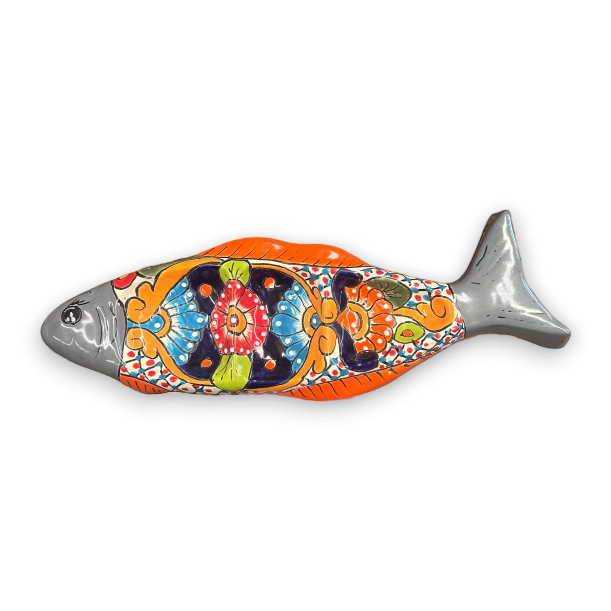 Large Handmade Talavera Fish Sectional | Colorful Serving Tray