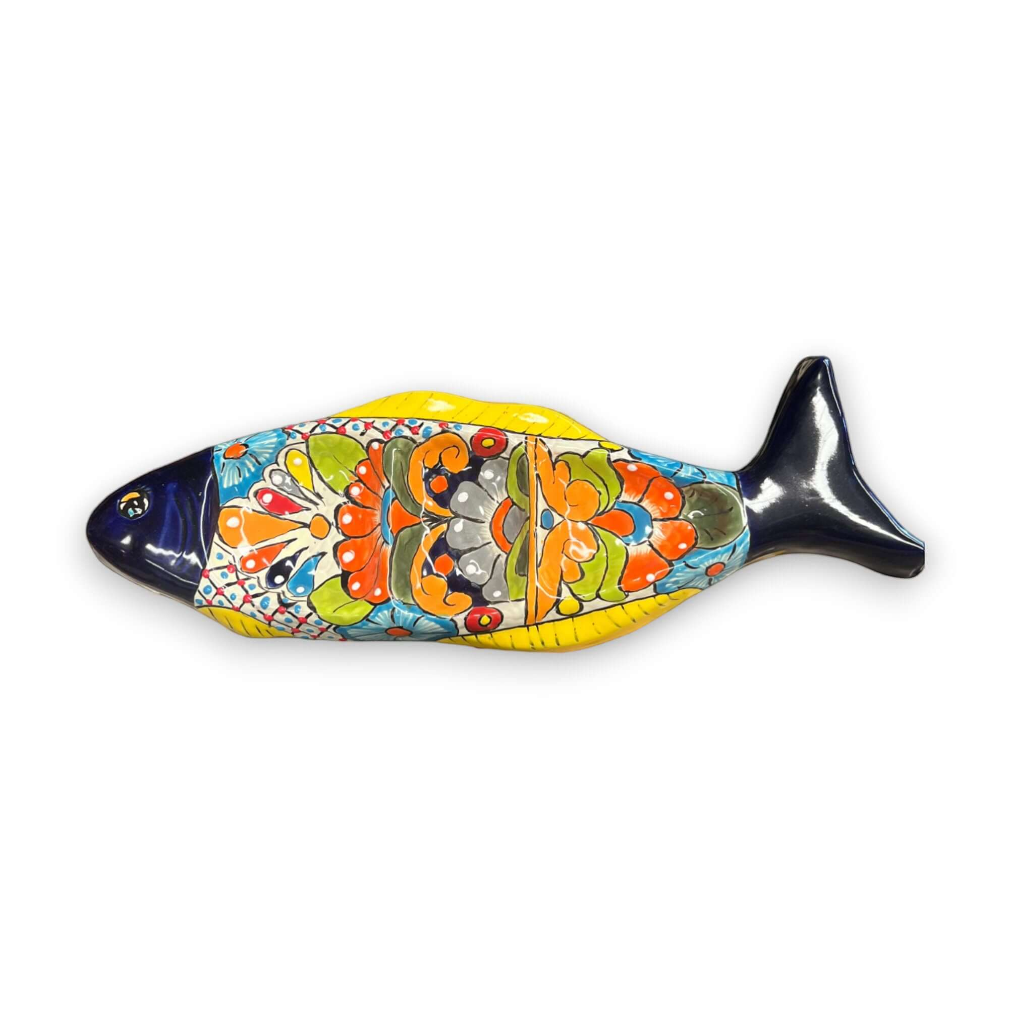 Large Handmade Talavera Fish Sectional | Colorful Serving Tray