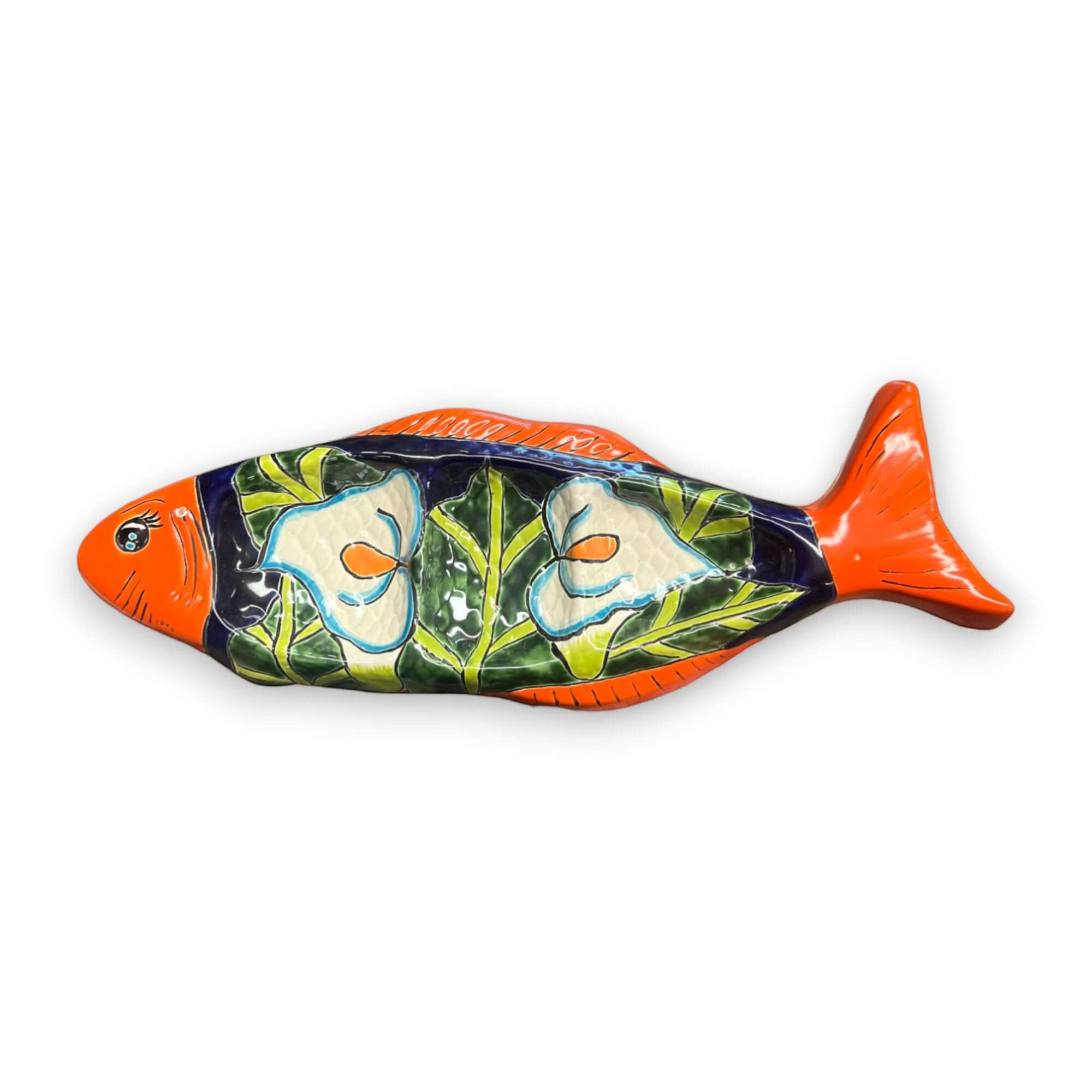 Large Handmade Talavera Fish Sectional | Colorful Serving Tray