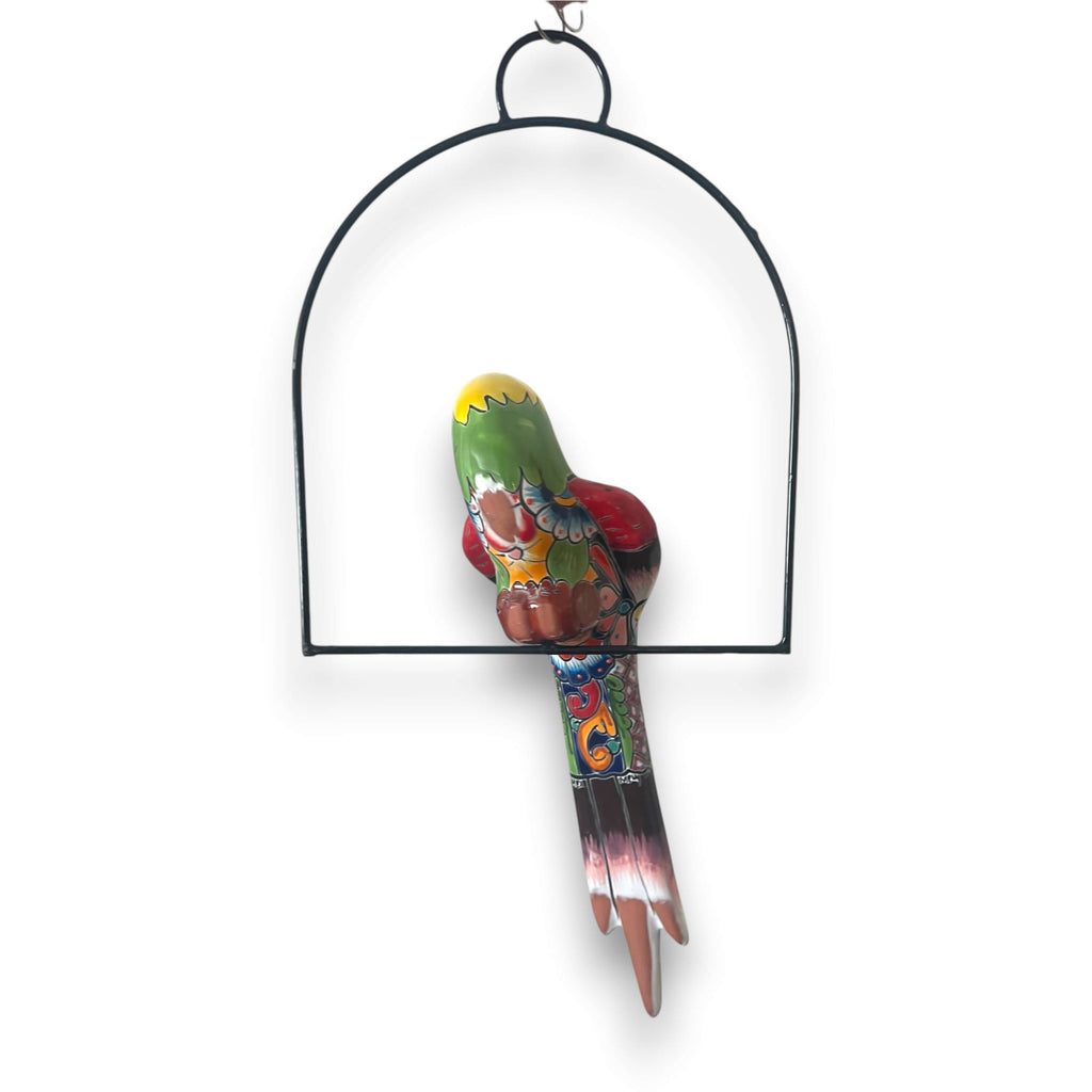 Talavera Hanging Parrot | Colorful Mexican Bird
