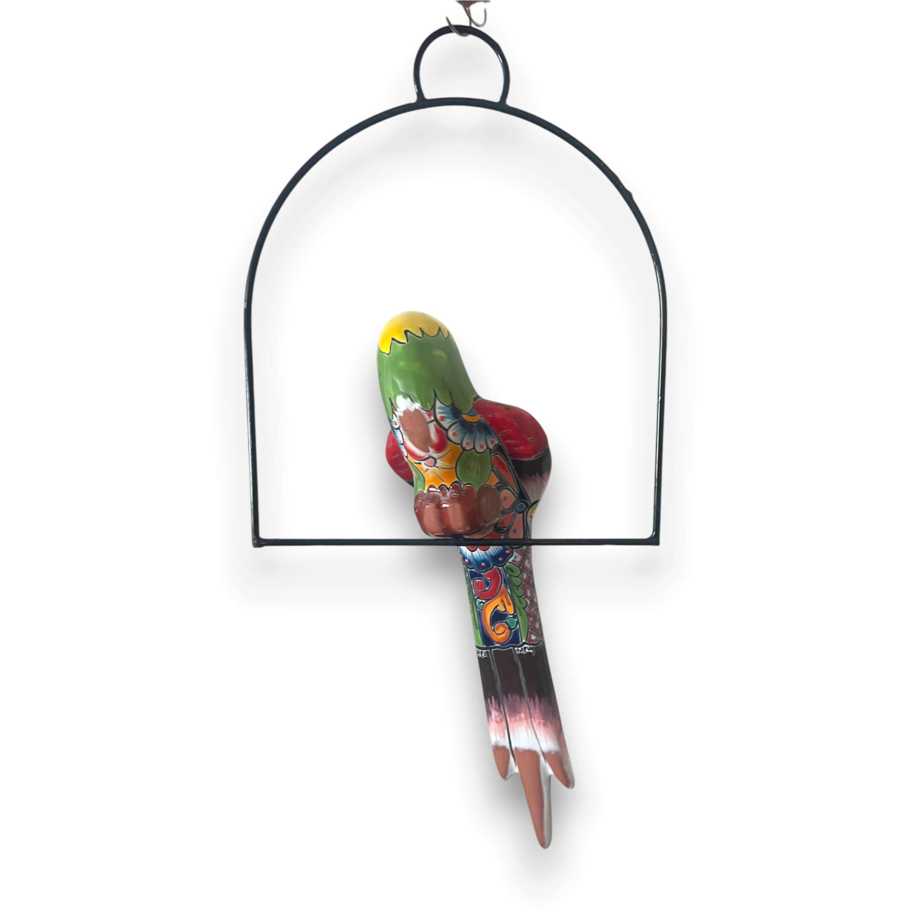 Talavera Hanging Parrot | Colorful Mexican Bird