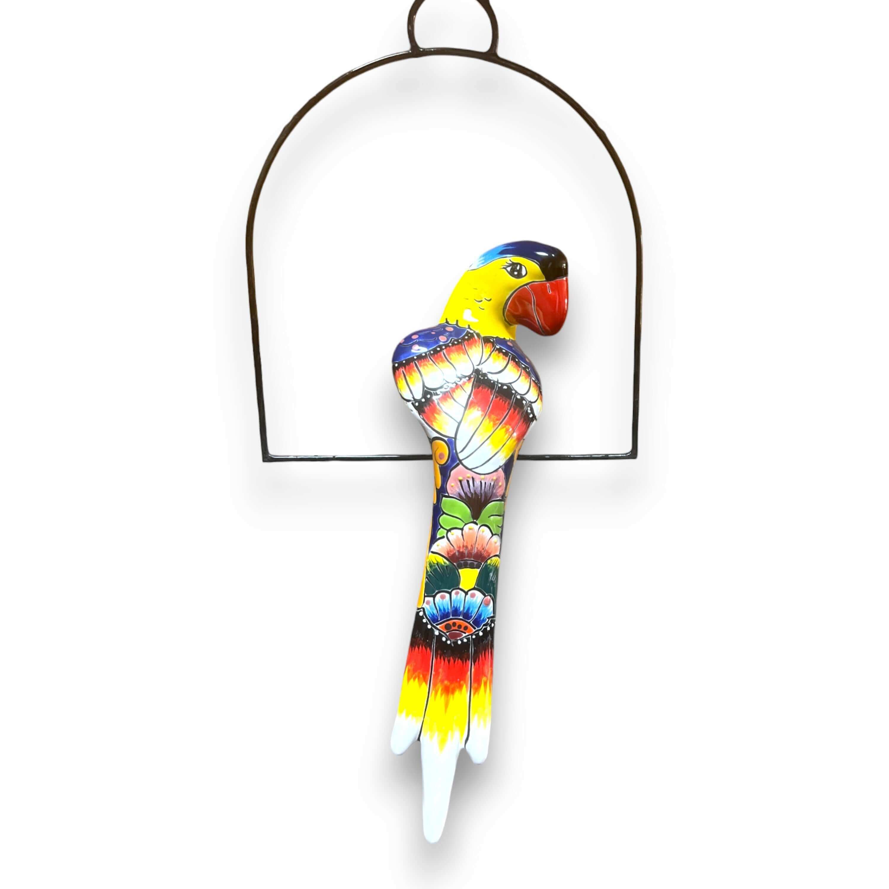 Talavera Hanging Parrot | Colorful Mexican Bird