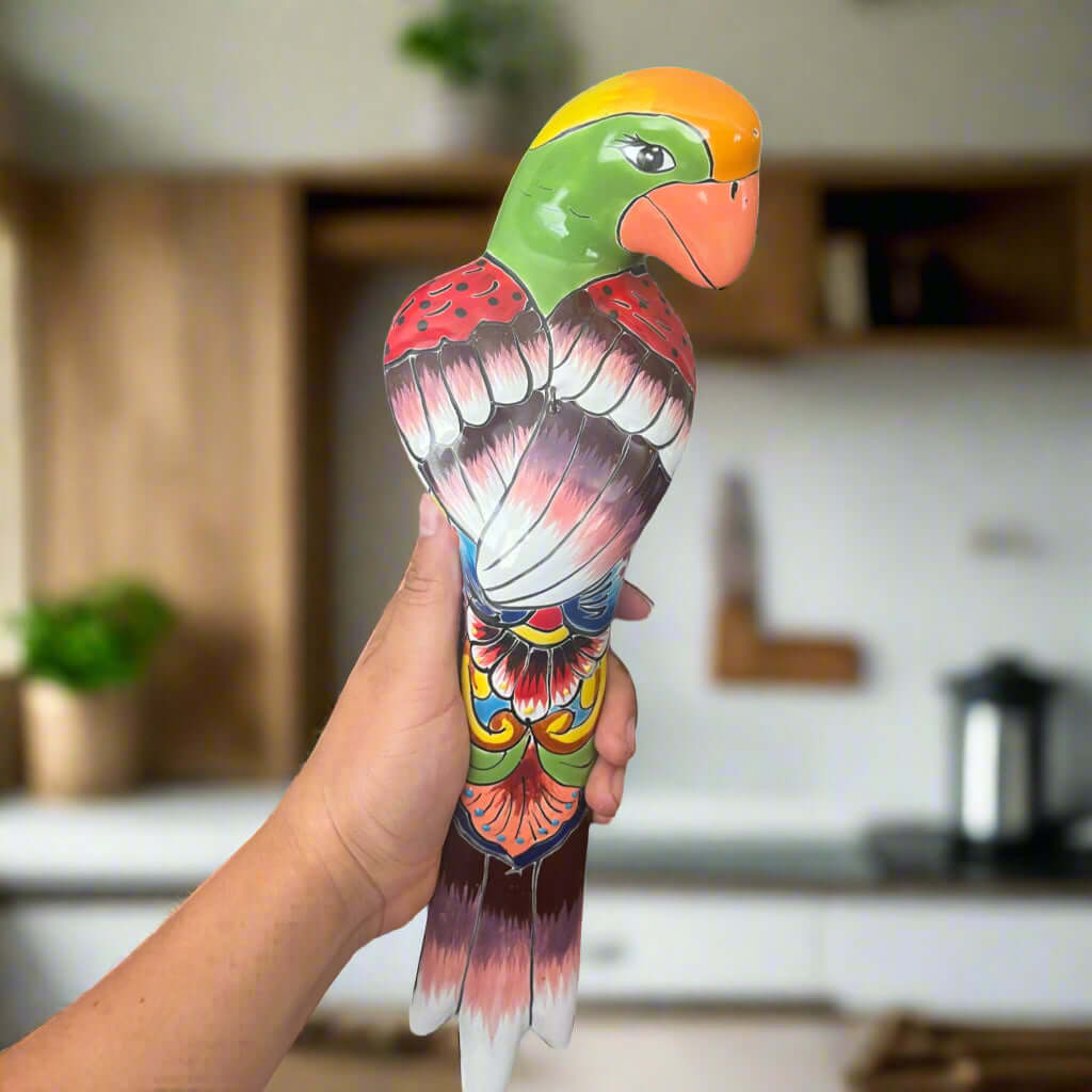 Talavera Hanging Parrot | Colorful Mexican Bird
