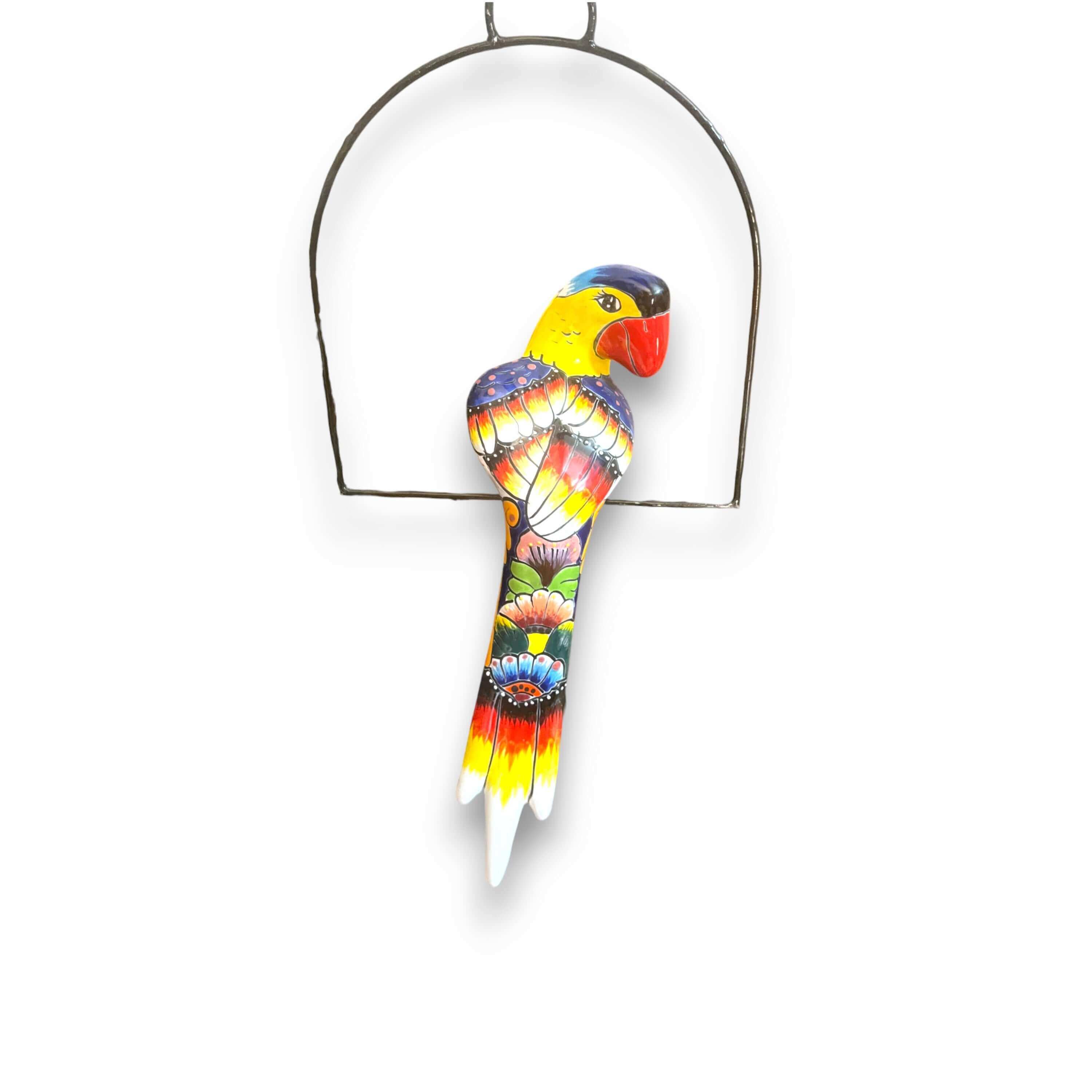 Talavera Hanging Parrot | Colorful Mexican Bird