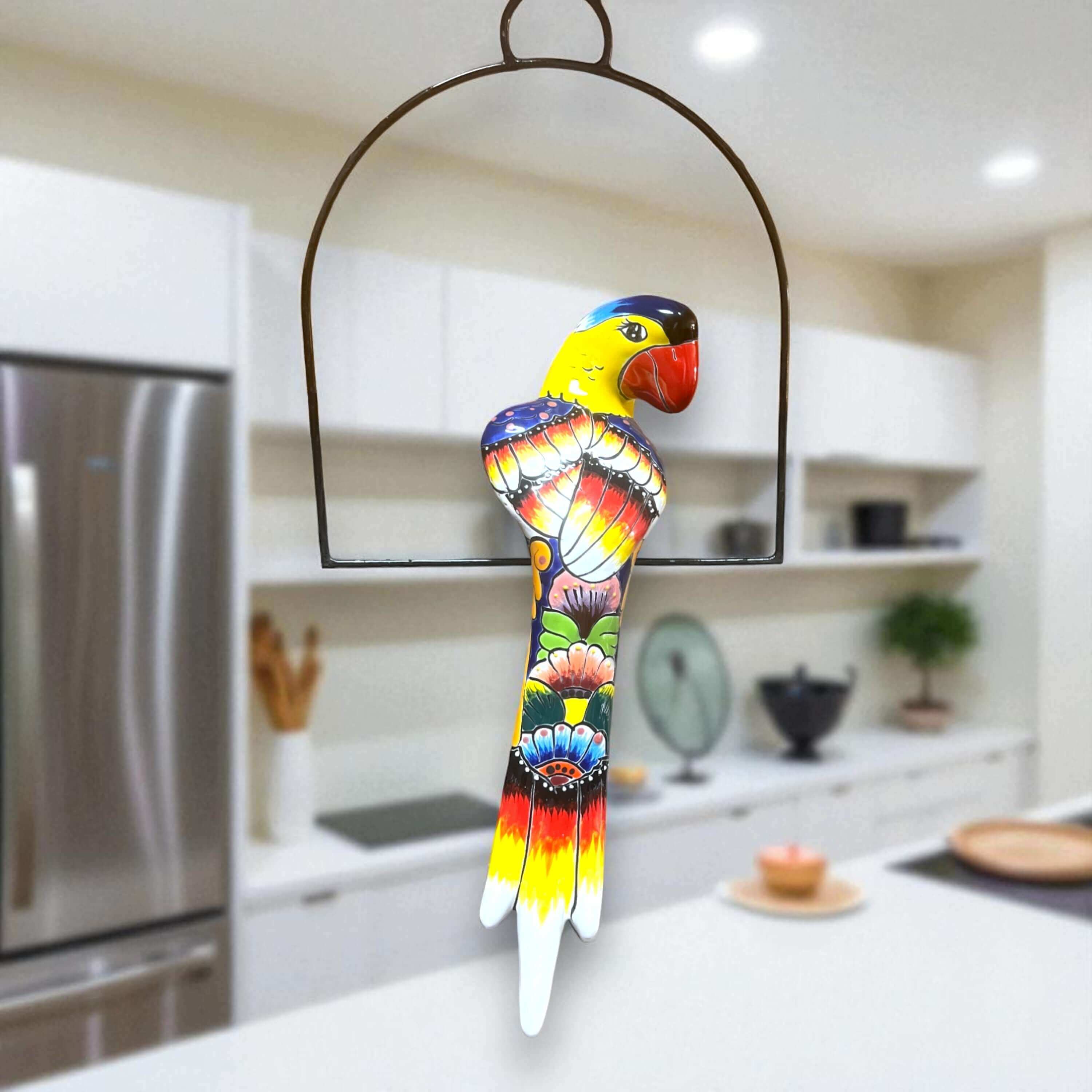 Talavera Hanging Parrot | Colorful Mexican Bird