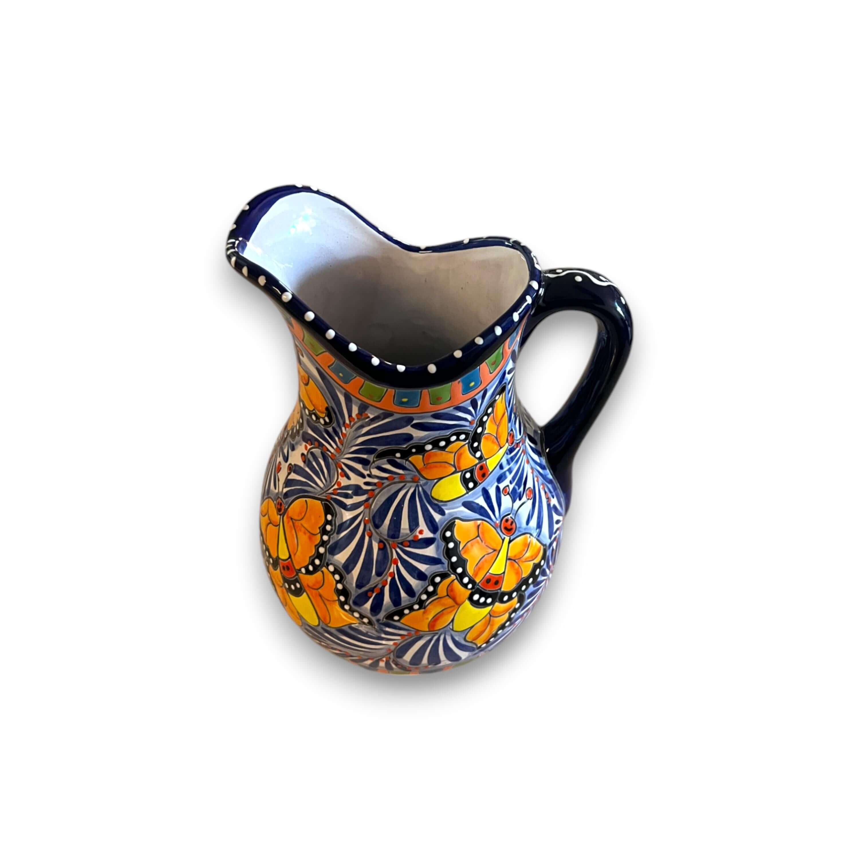Blue Monarch Talavera Pitcher Set | Mexican Ceramic Drinkware