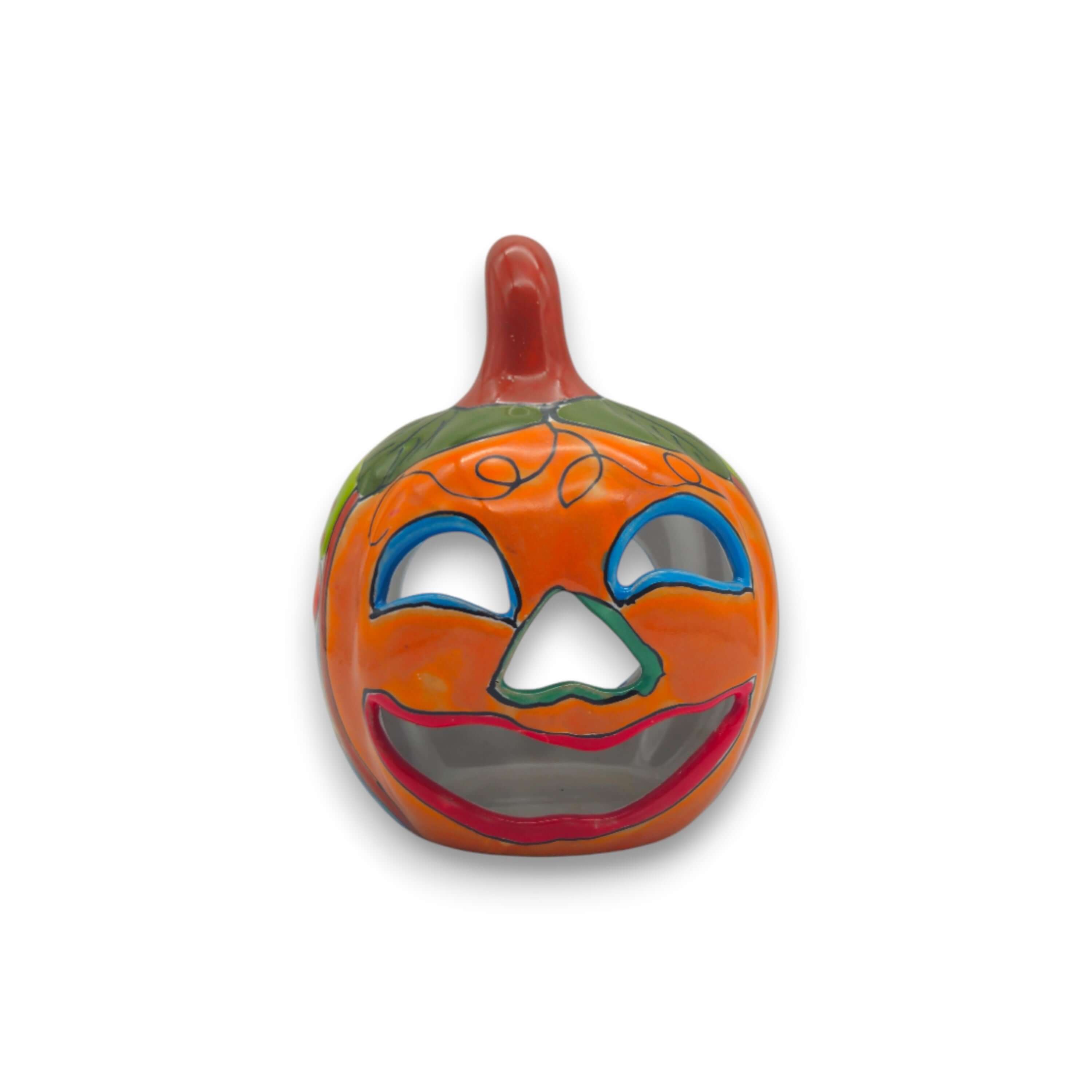 Handmade Talavera Pumpkin | Mexican Jack-O'-Lantern Decor
