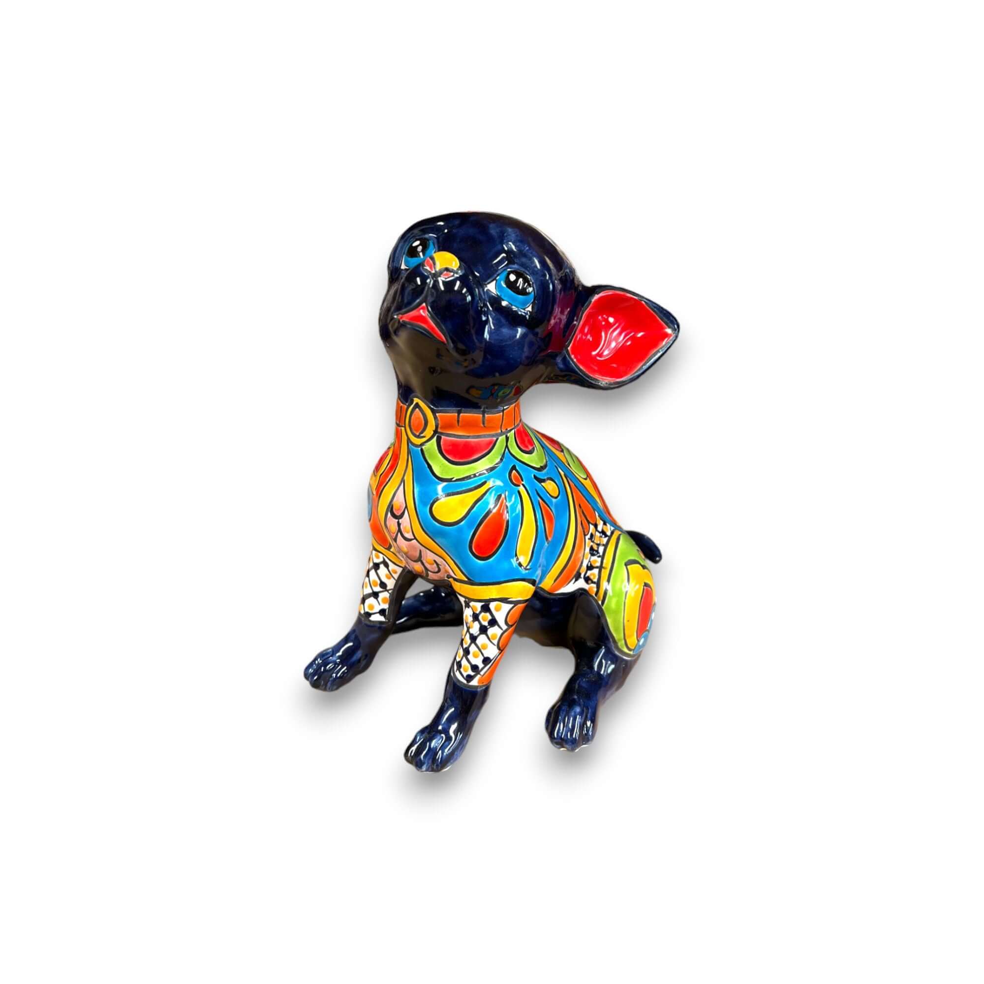 Talavera Chihuahua Statue | Sad Handmade Mexican Dog