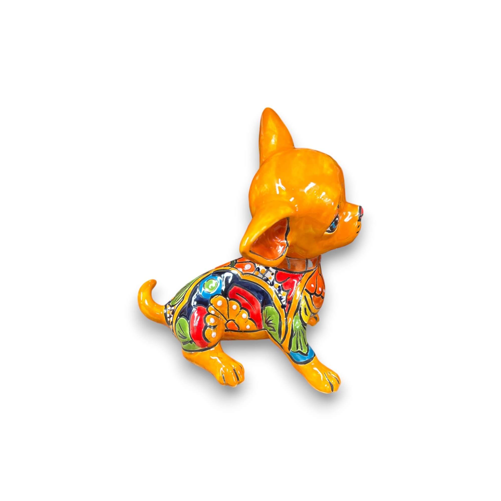 Talavera Chihuahua Statue | Sad Handmade Mexican Dog