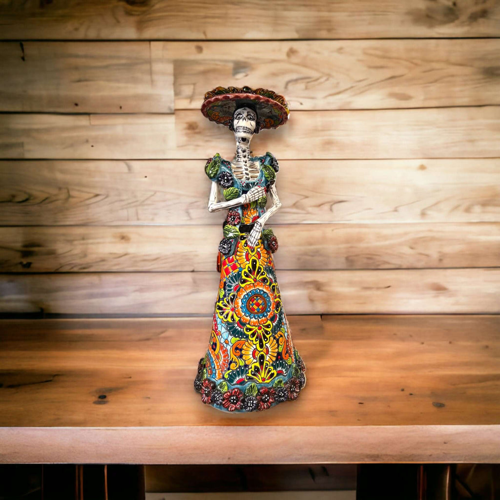 Talavera Skeleton Woman | Handmade Day of the Dead Pottery
