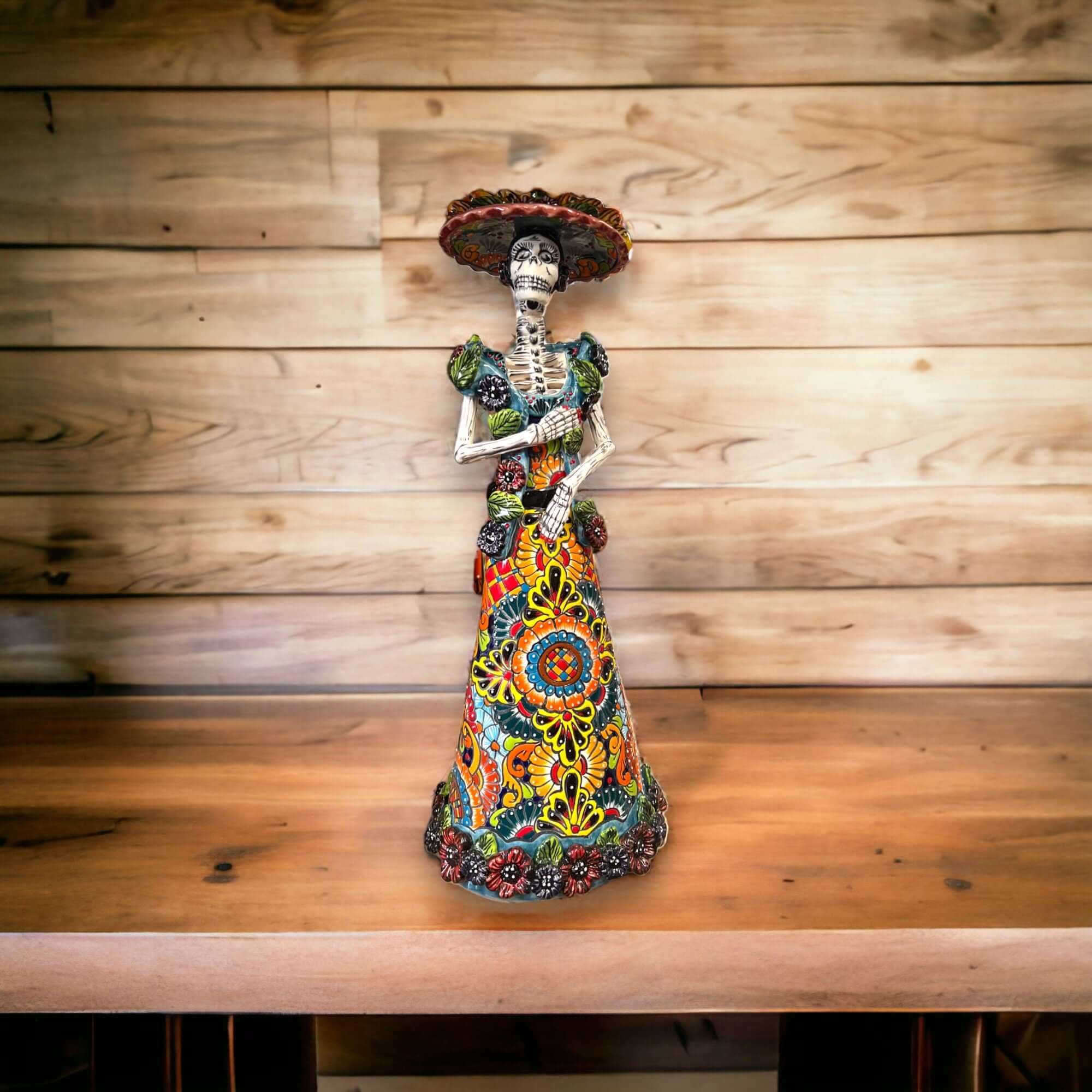 Talavera Skeleton Woman | Handmade Day of the Dead Pottery