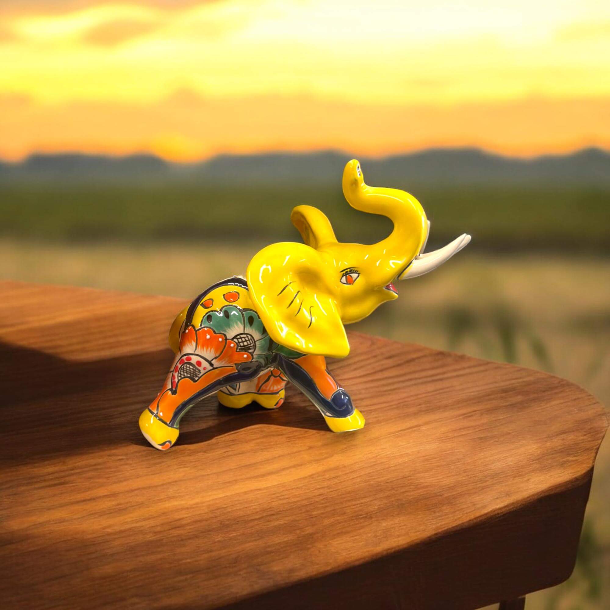 Talavera Elephant Statue | Handmade Mexican Ceramic Decor