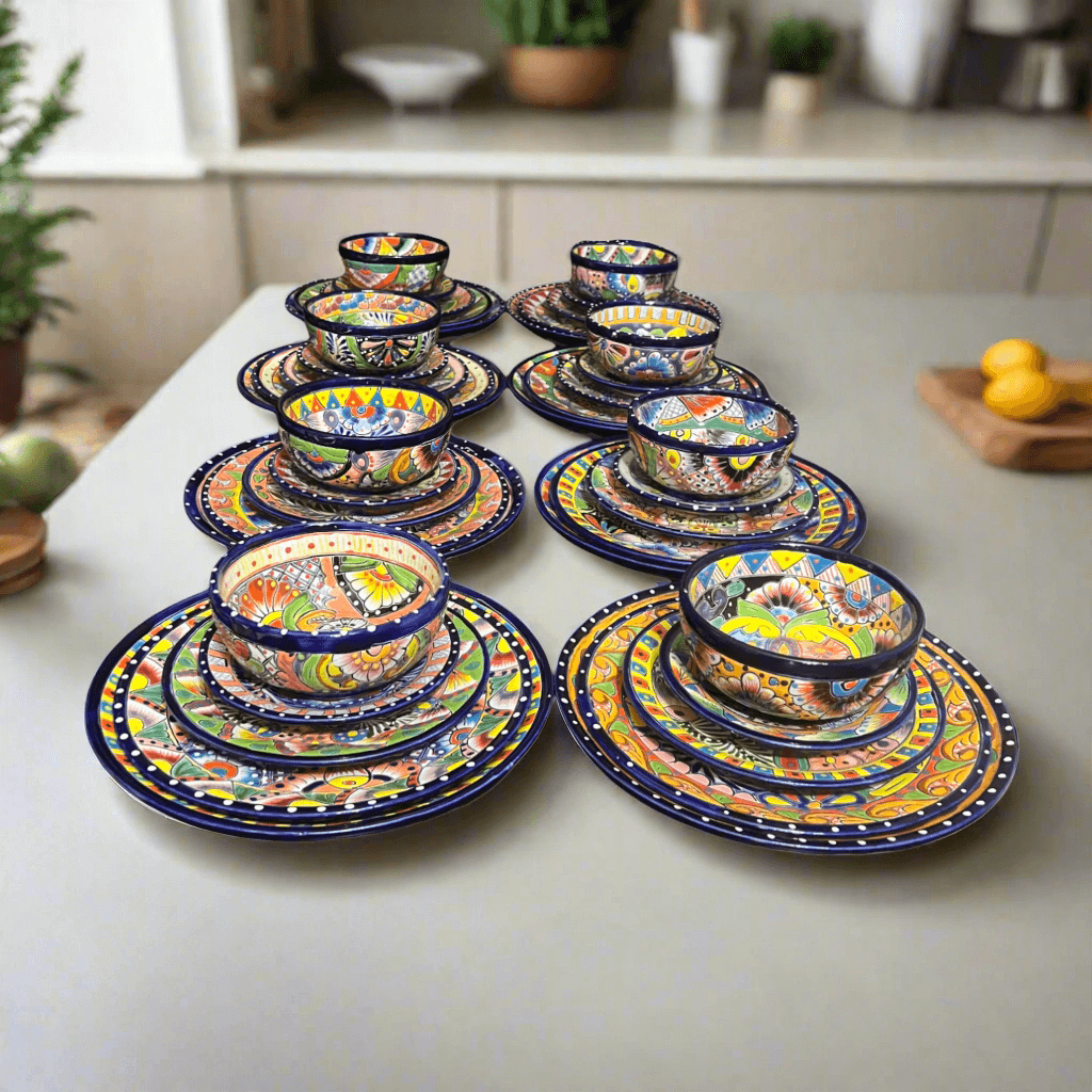 40-Piece Talavera Dinnerware Set | Colorful Tableware for 8