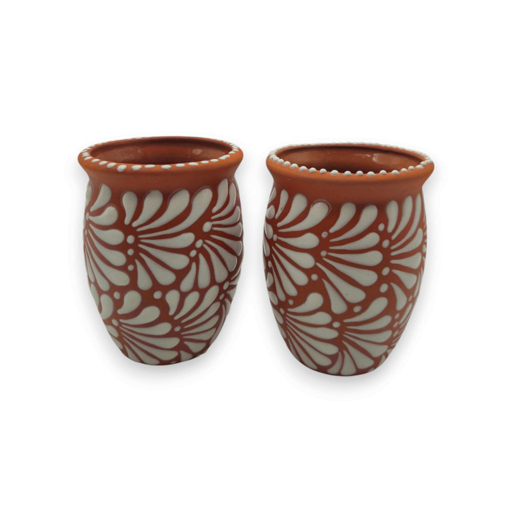 Terracotta Relief Cantarito | Handmade Mexican Pottery Cup