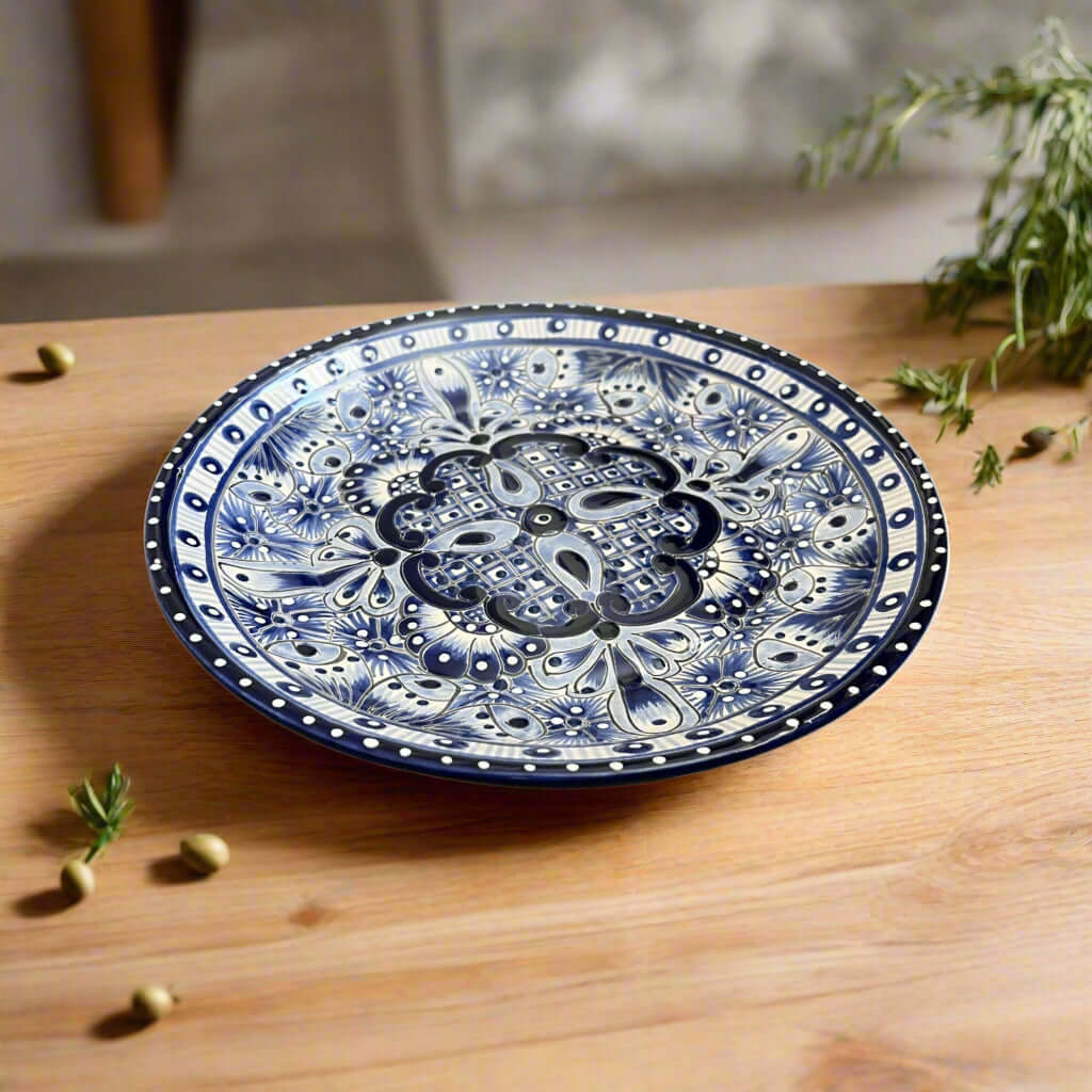 5-Piece Talavera Dinnerware Set | Blue & White Tableware for 1
