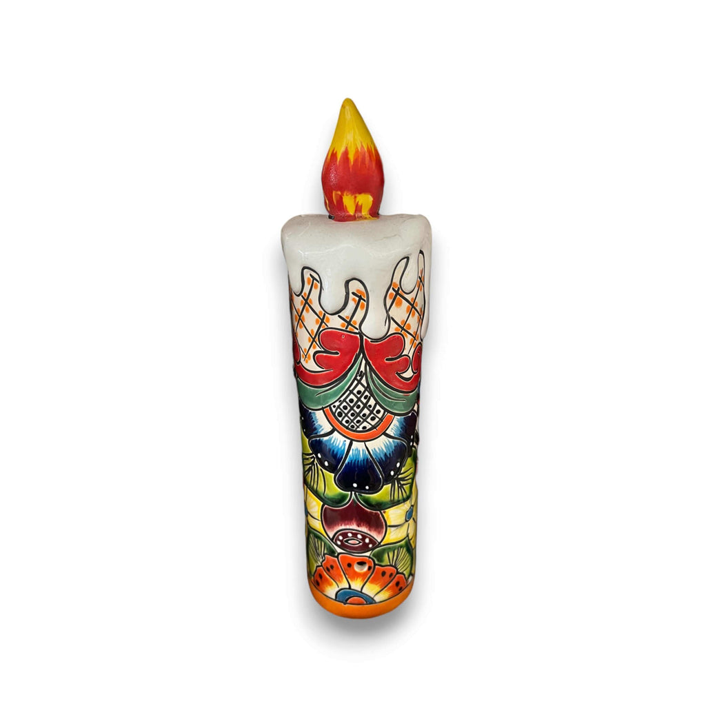 Talavera Candle Figurine | Hand-Painted Decorative Mexican Ceramic Art
