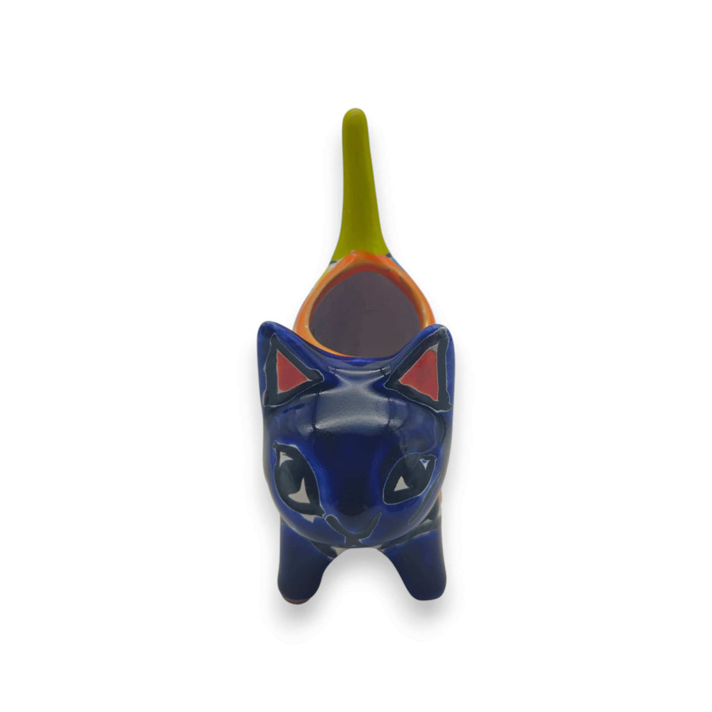 Vibrant Talavera Cat Planter | Handmade Mexican Pottery