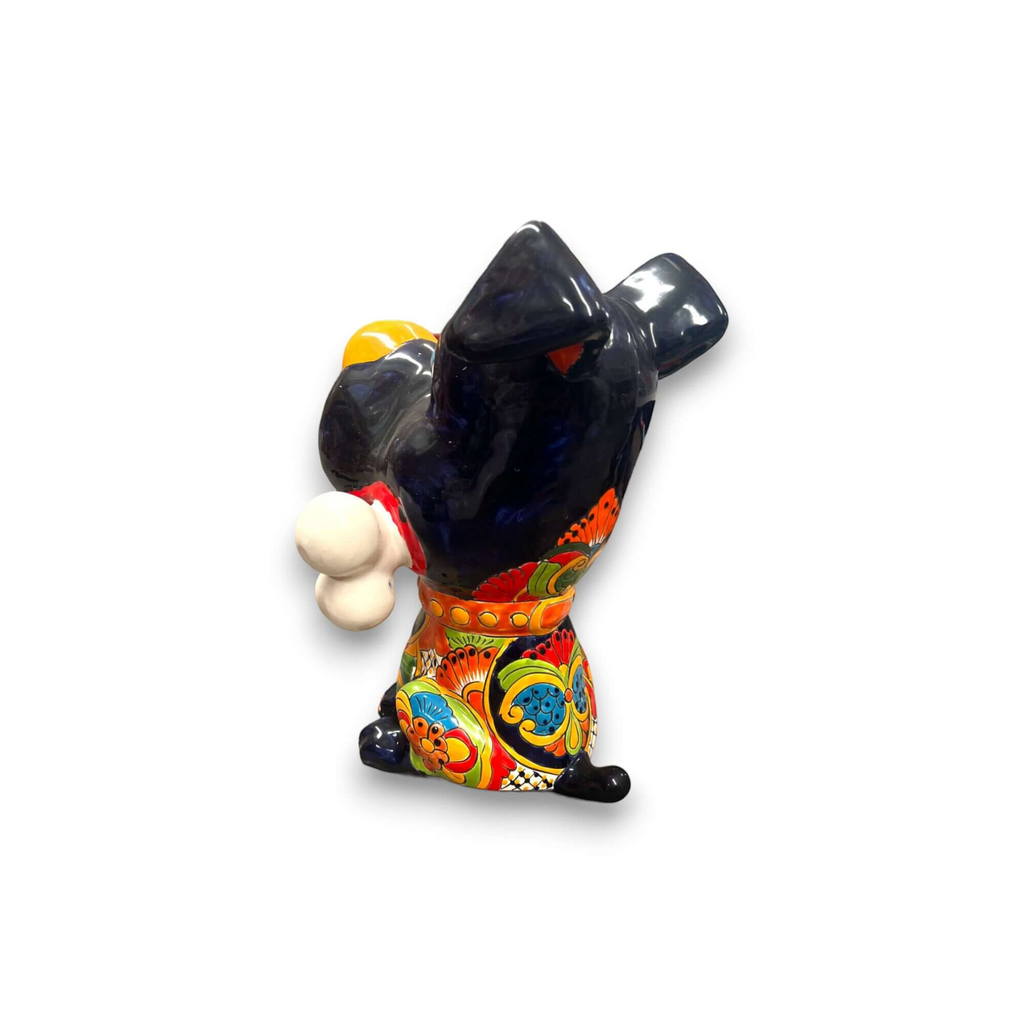 Talavera Dog with Bone | Hand-Painted Ceramic Canine Decor