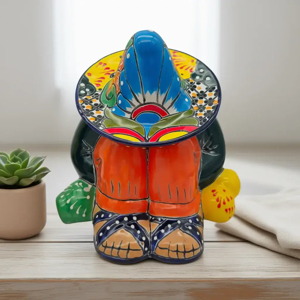 Talavera Canister with Lid | Sleeping Panchito Mexican Pottery Jar