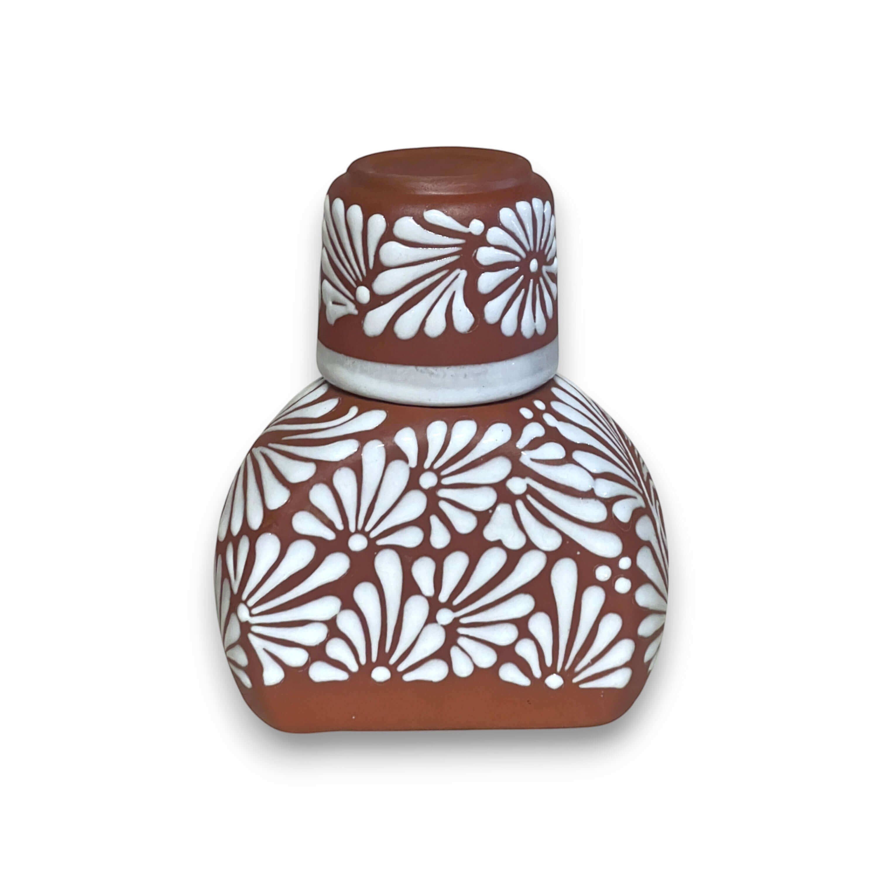 Terracotta Water Carafe Set | Talavera-Style Bedside Decanter