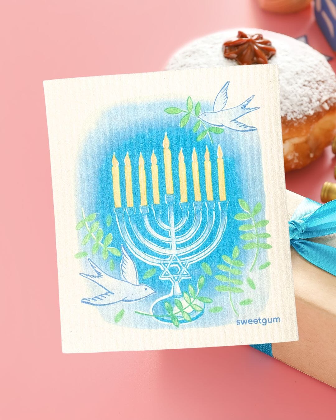 Happy Hanukkah Swedish Dishcloth