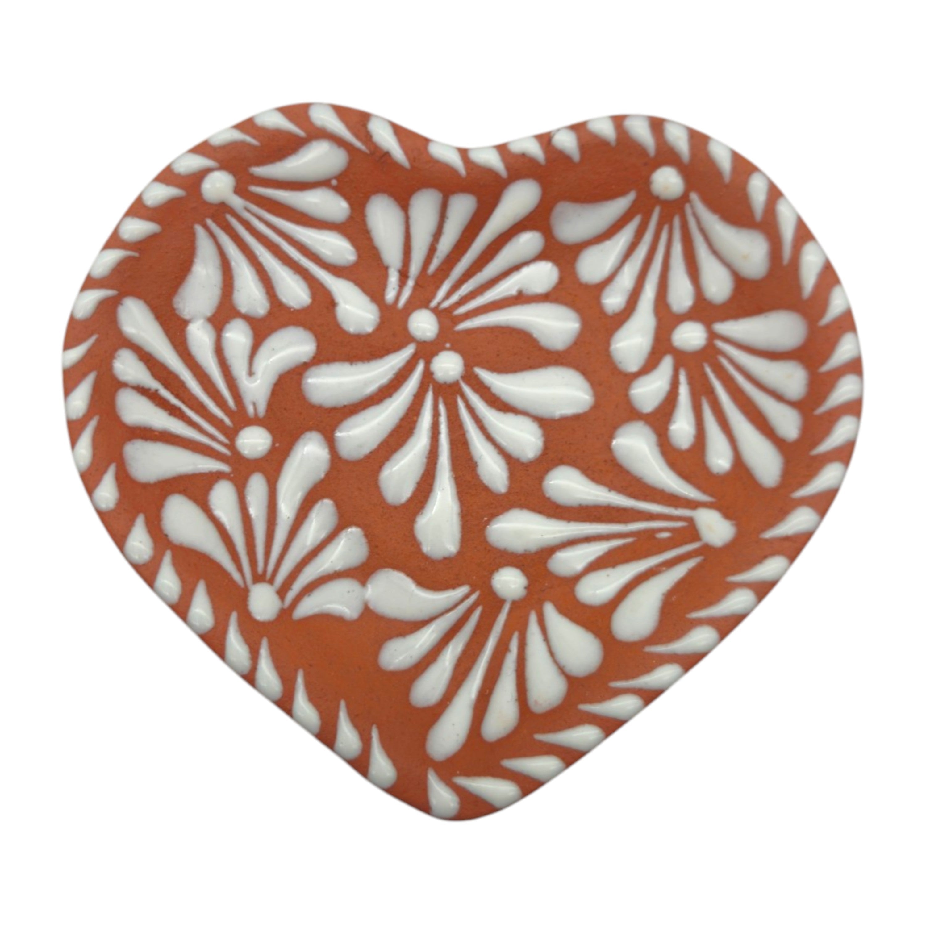 Heart-Shaped Talavera Mug Set | Brown & White Coffee Cup & Plate