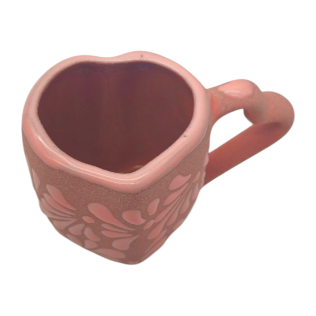 Heart Talavera Mug & Saucer Set | Pink Ceramic Coffee Cup