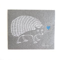 Hedgehog | White on Grey |  Swedish Dishcloth