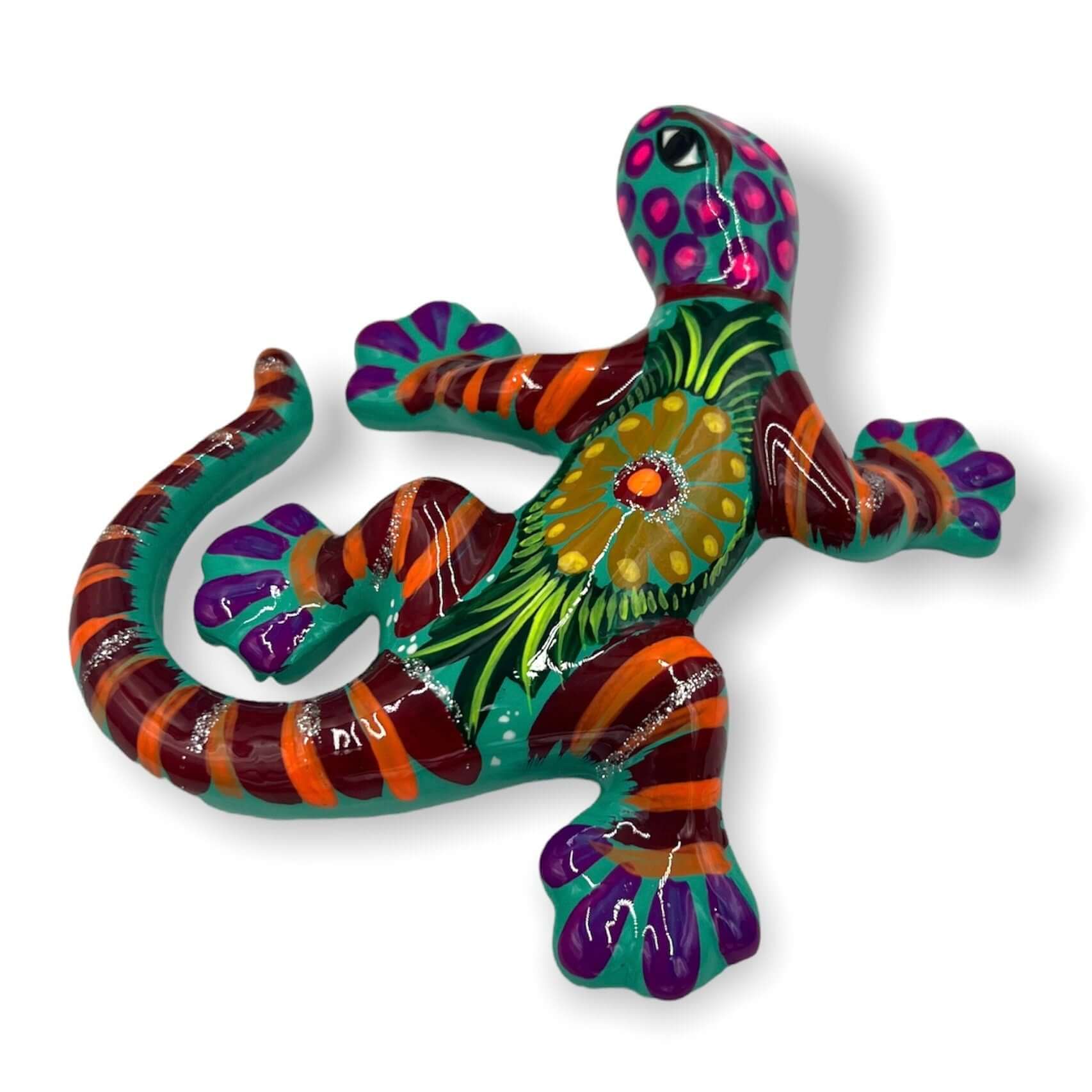 Talavera Lizard Figurine | Colorful Guerrero Wall Art