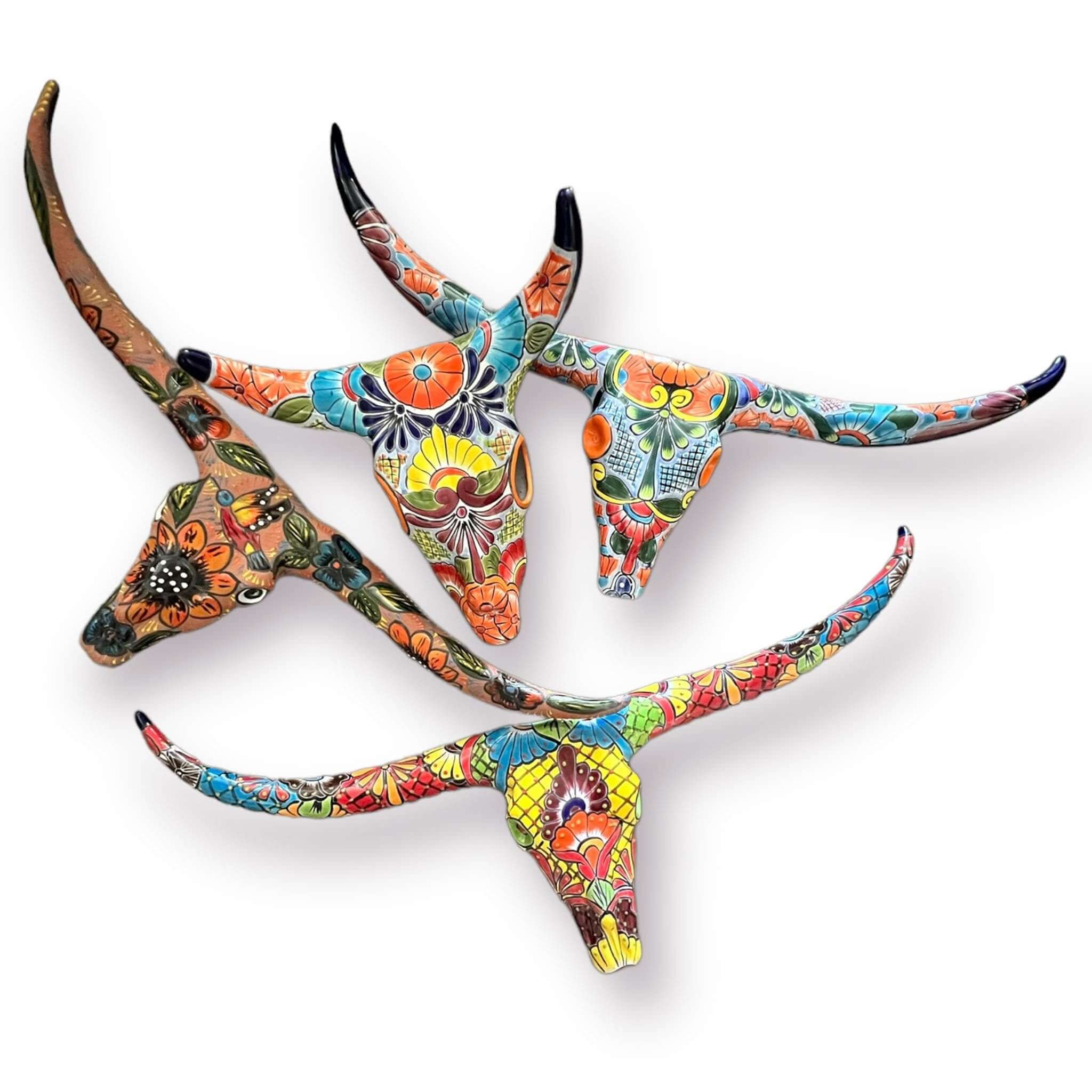 Talavera Longhorn Skull | Handmade Mexican Bull Wall Art