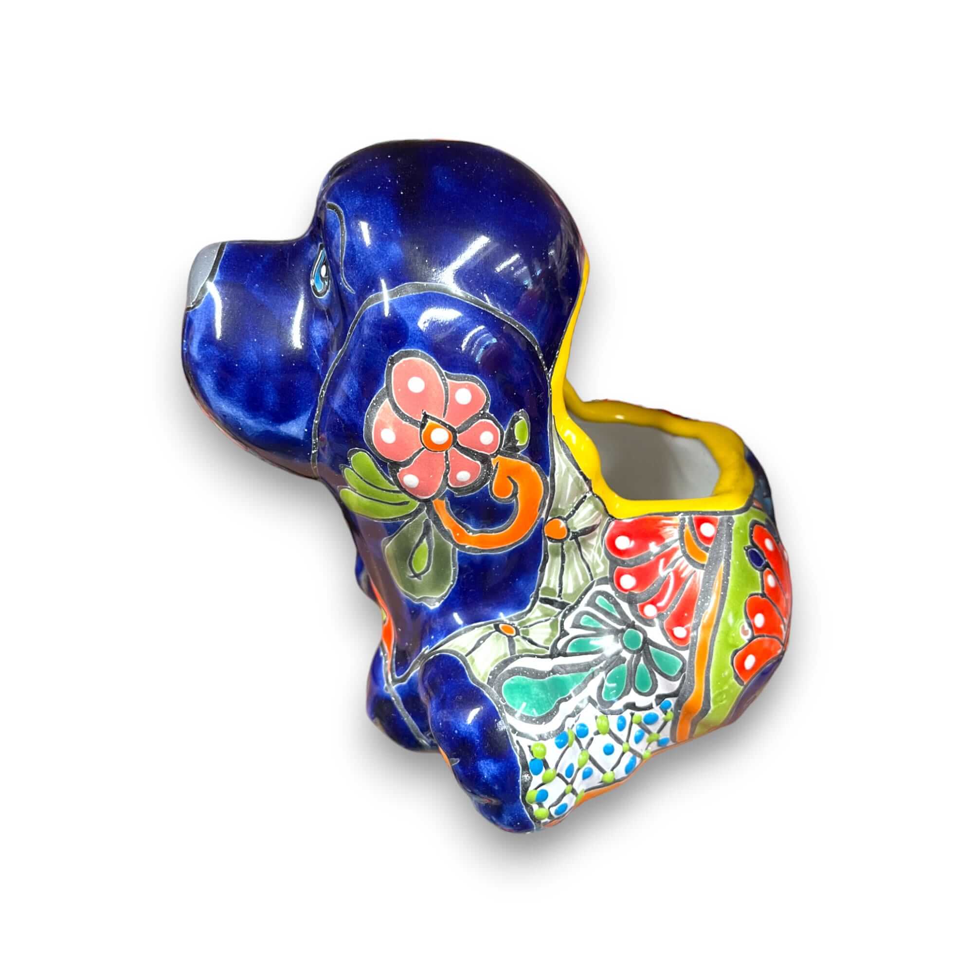 Colorful Talavera Dog Planter | Handmade Mexican Pot