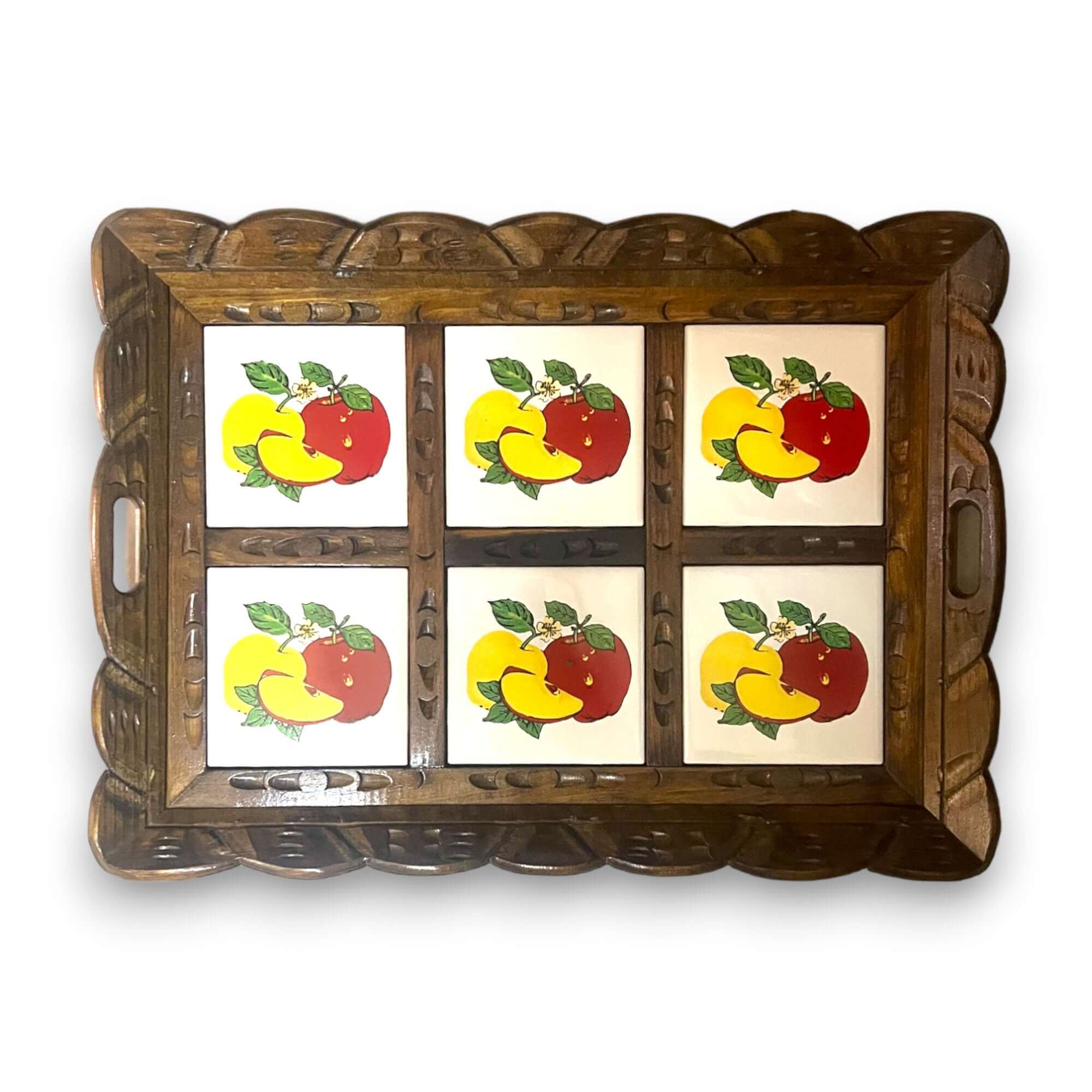 Handmade Talavera Tile Serving Tray | Mexican Wooden Tray