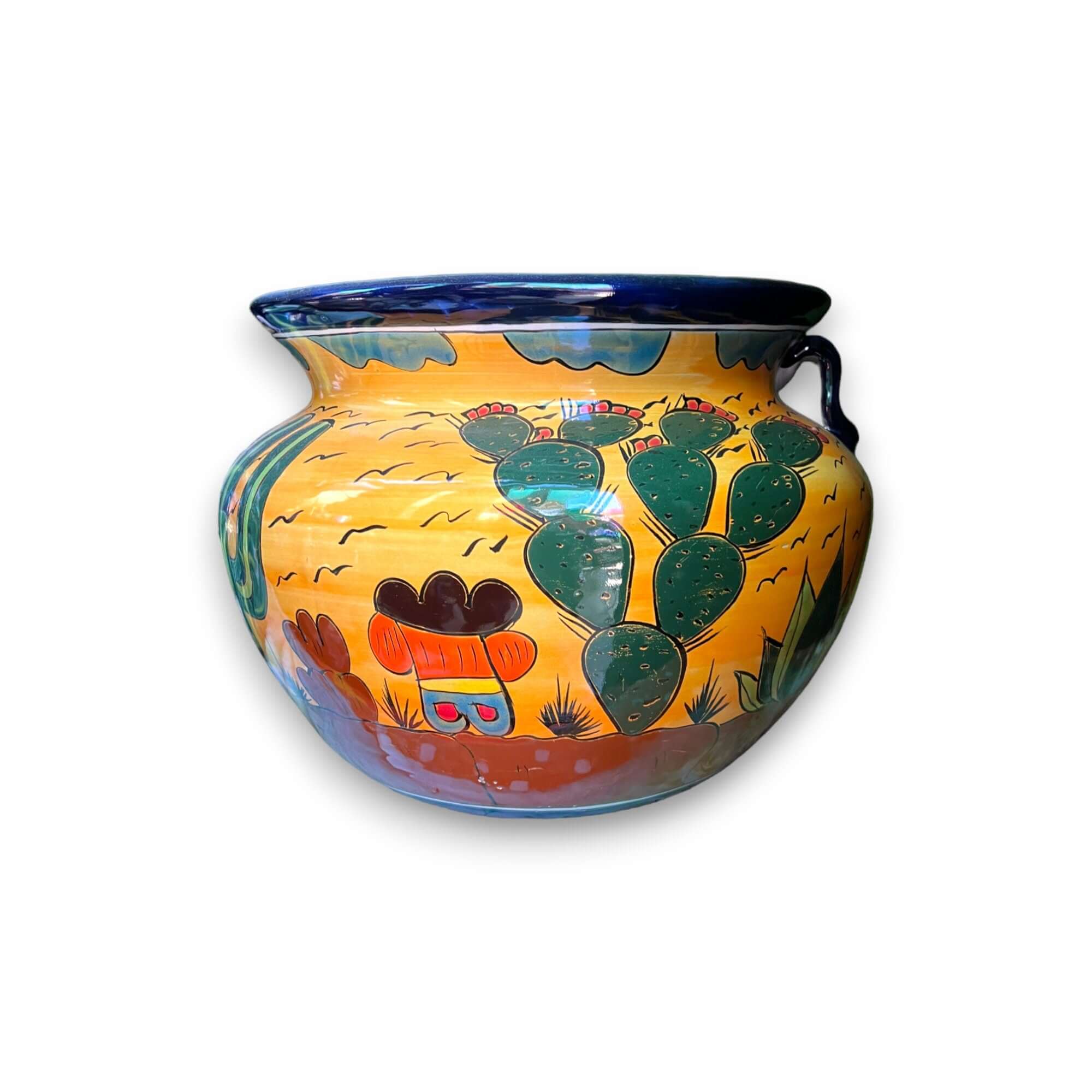Extra Large Talavera Flower Pot | Hand-Painted Desert Design Planter