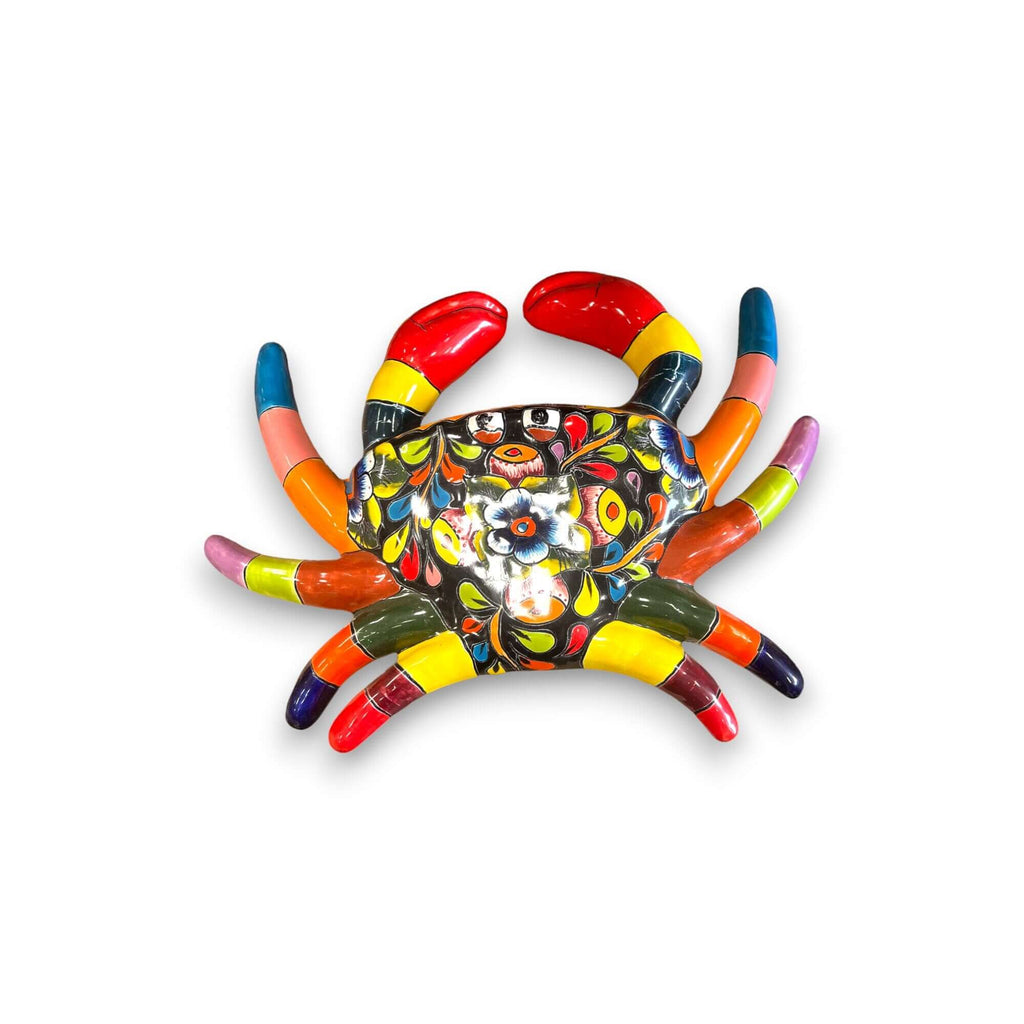 Handmade Talavera Crab Statue | Colorful Mexican Ceramic Decoration