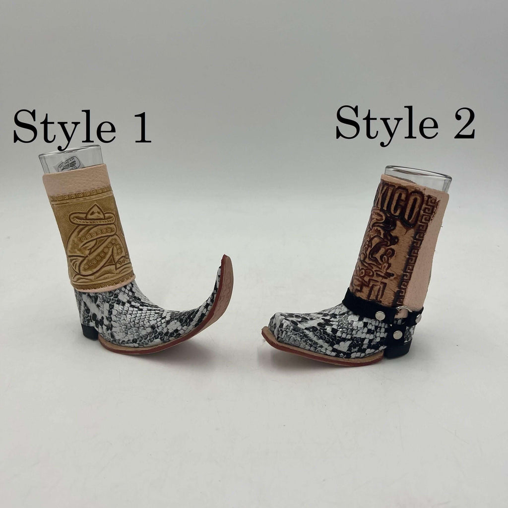 Cowboy Boot Shot Glass | Authentic Mexican Leather-Wrapped Glass