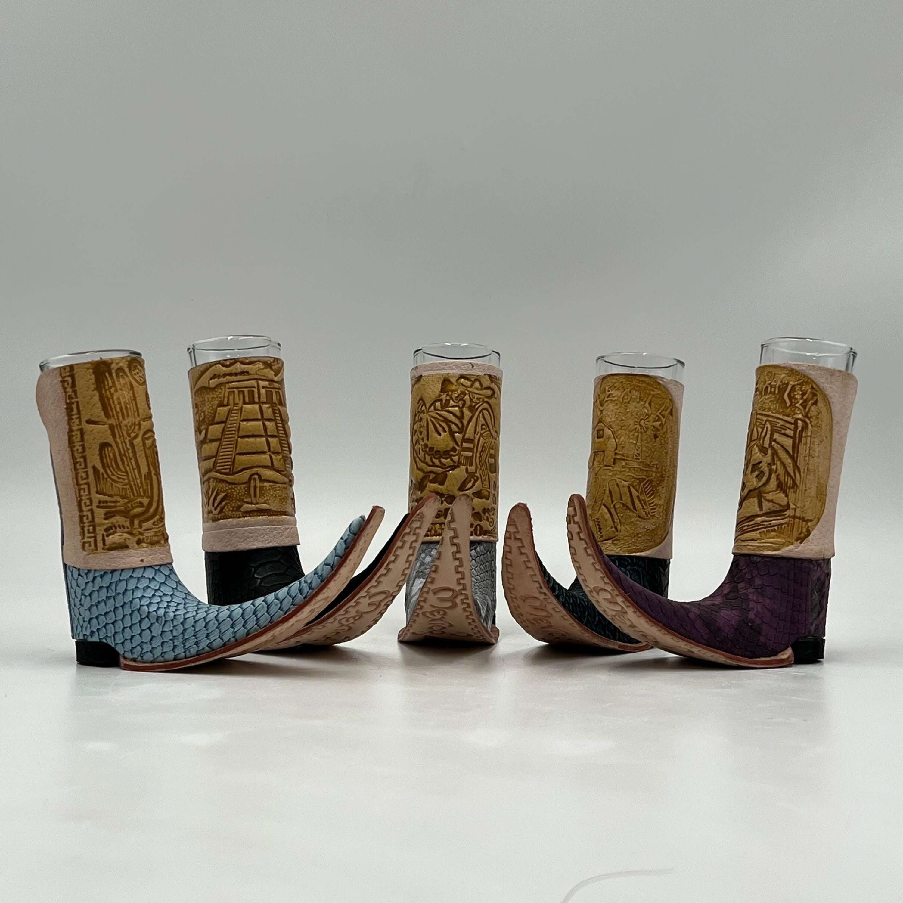 Cowboy Boot Shot Glass | Authentic Mexican Leather-Wrapped Glass