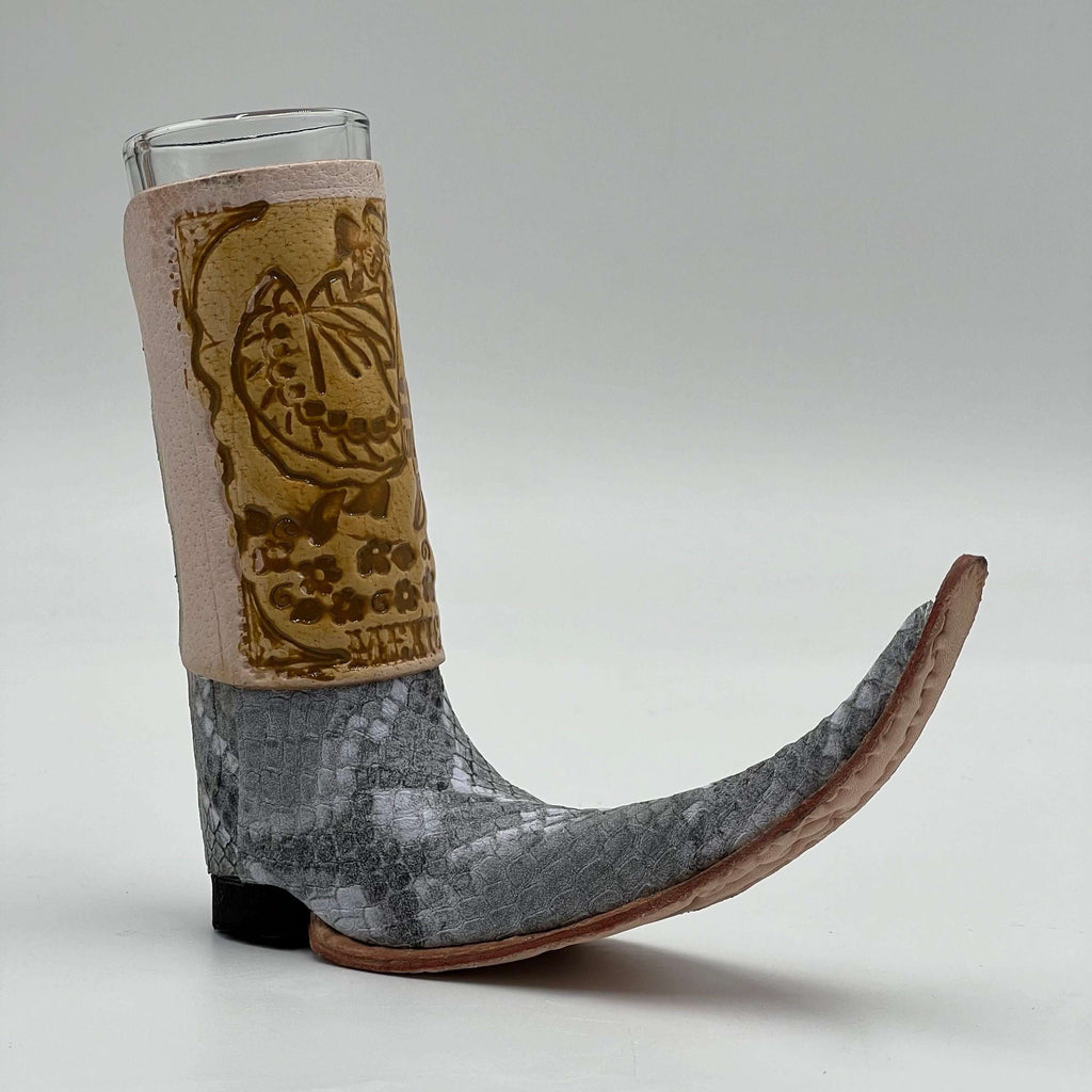 Cowboy Boot Shot Glass | Authentic Mexican Leather-Wrapped Glass