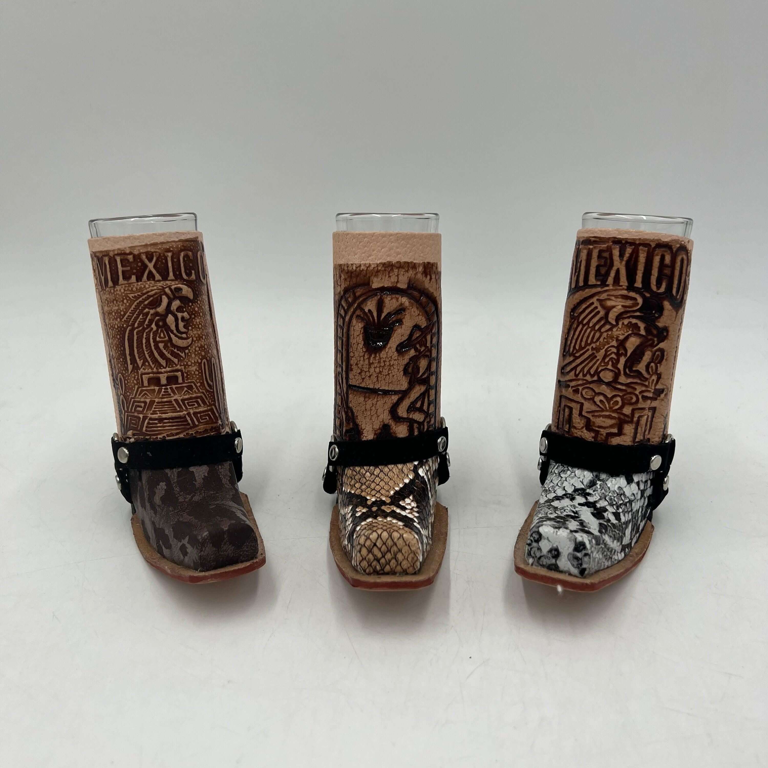 Cowboy Boot Shot Glass | Authentic Mexican Leather-Wrapped Glass
