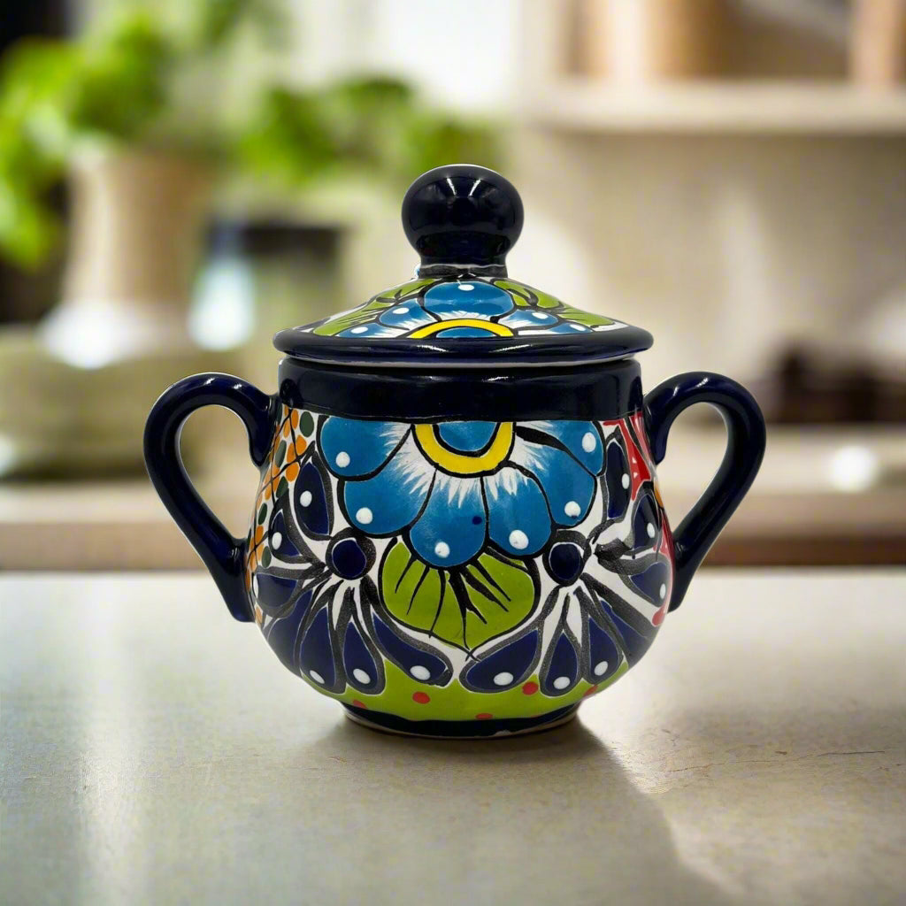 Handmade Talavera Sugar Jar | Colorful Mexican Ceramic Pot