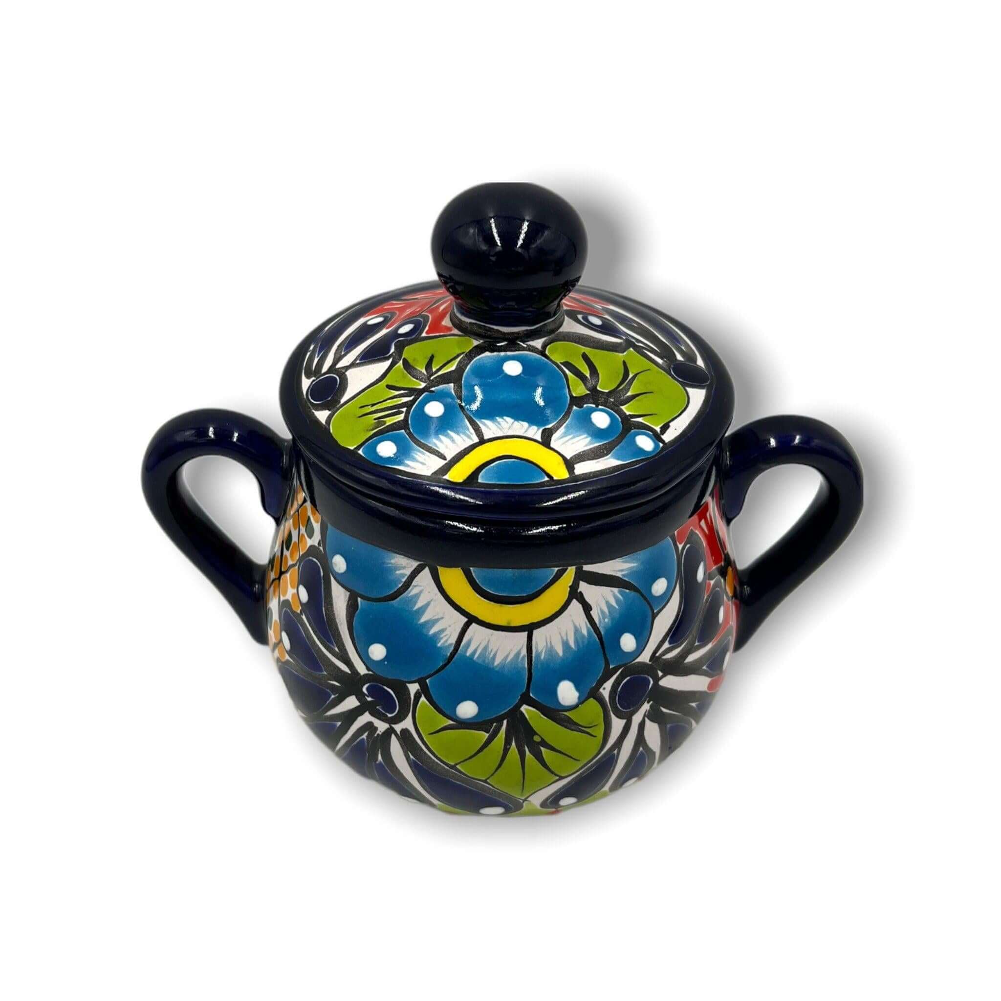 Handmade Talavera Sugar Jar | Colorful Mexican Ceramic Pot