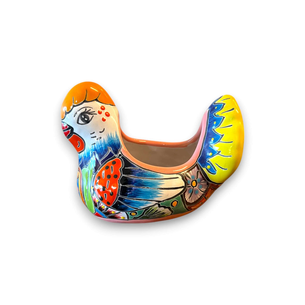 Colorful Talavera Chicken Planter | Hand-Painted Ceramic Decor