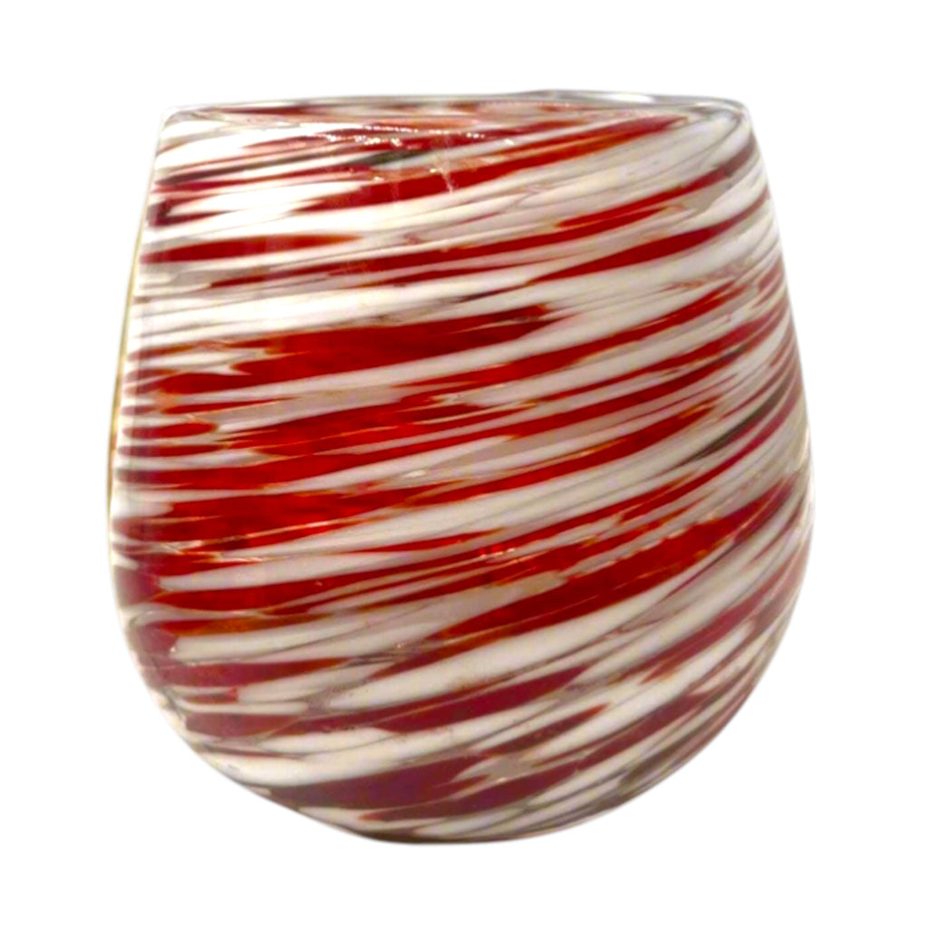 Red Swirl Stemless Wine Glass | Hand-Blown Mexican Glassware