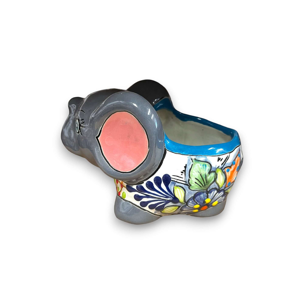 Small Hand-Painted Talavera Elephant Flower Pot | Talavera Planter