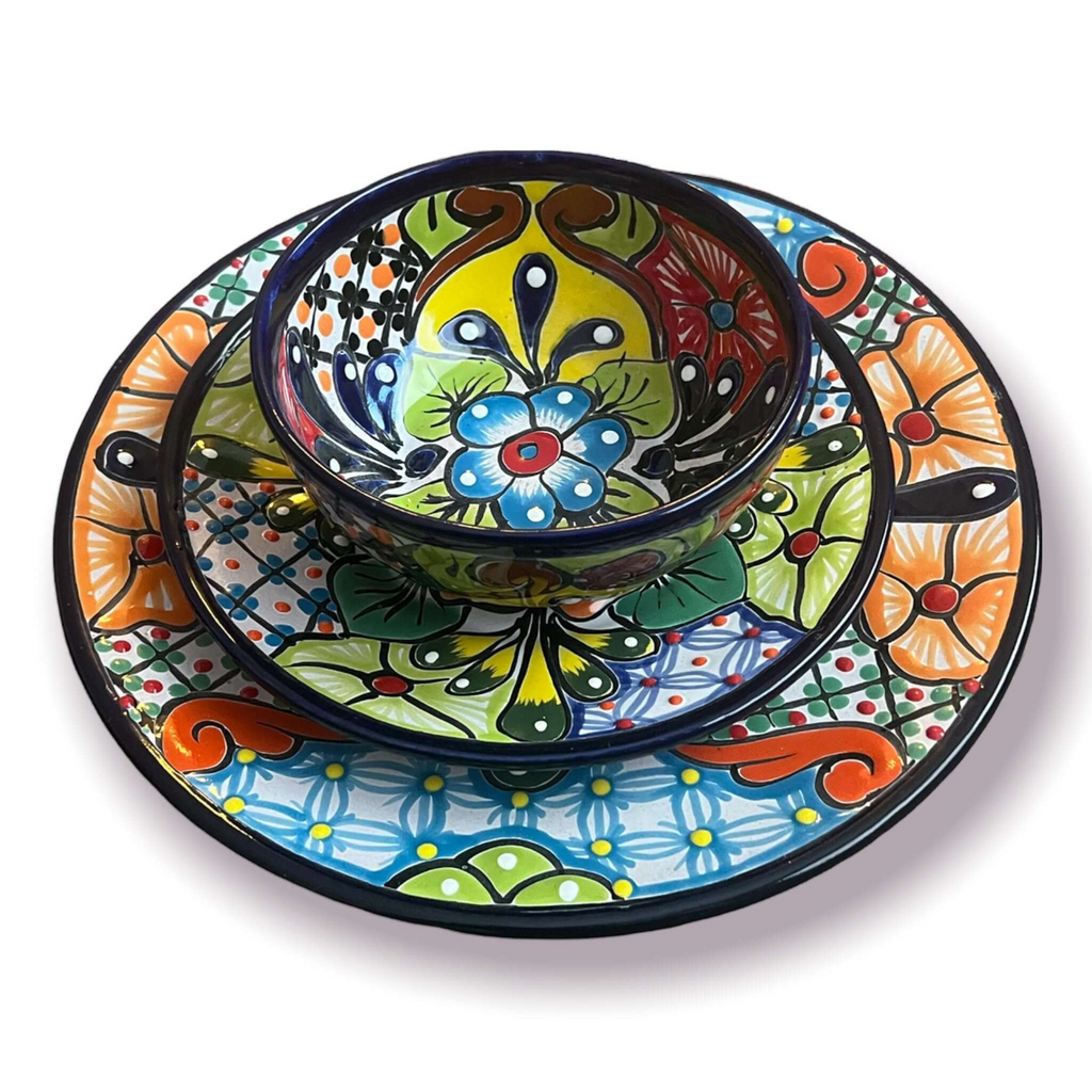 Talavera Dinnerware Set | 26-Piece Vibrant Floral Mexican Dishware