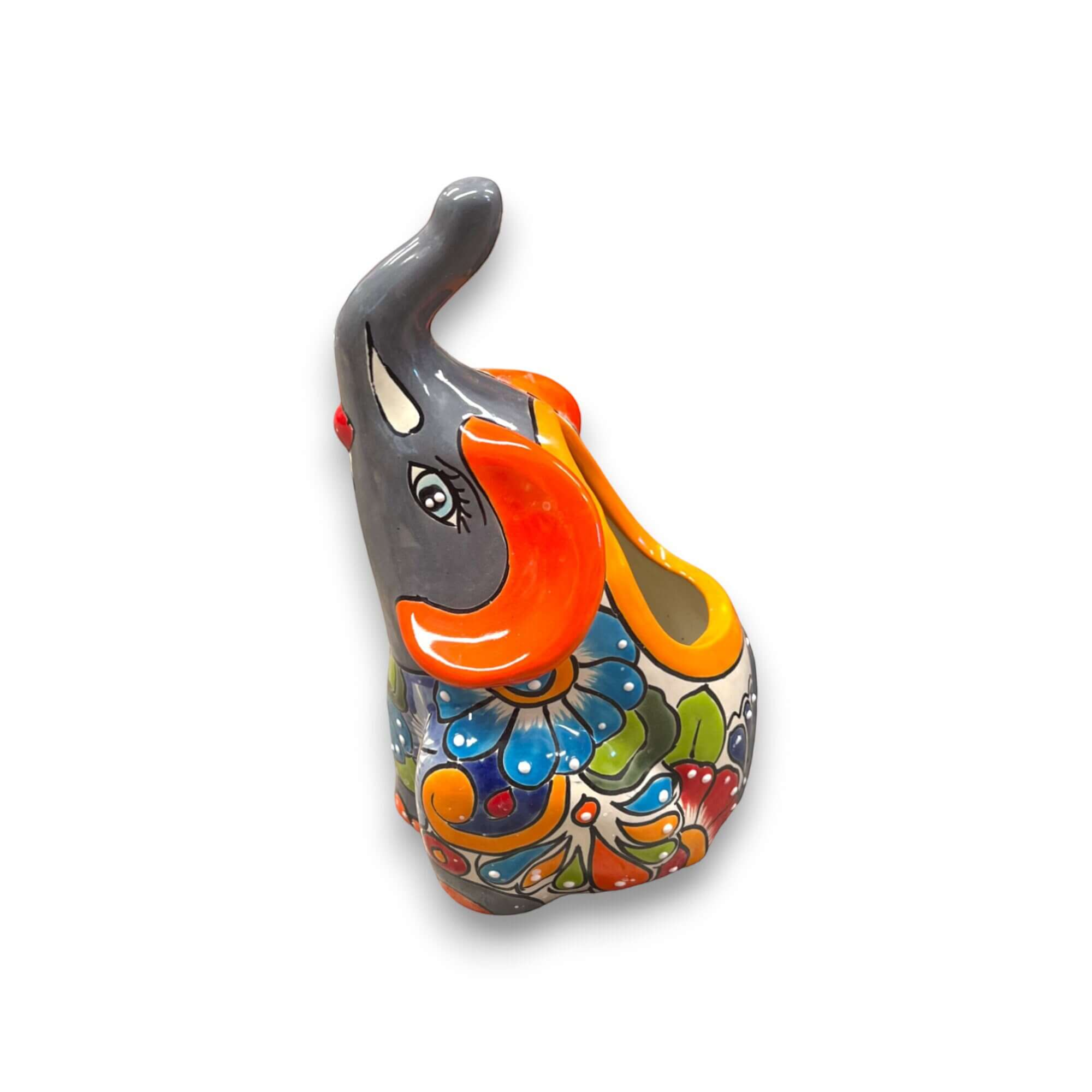 Medium Handmade Talavera Elephant Planter | Colorful Animal Art